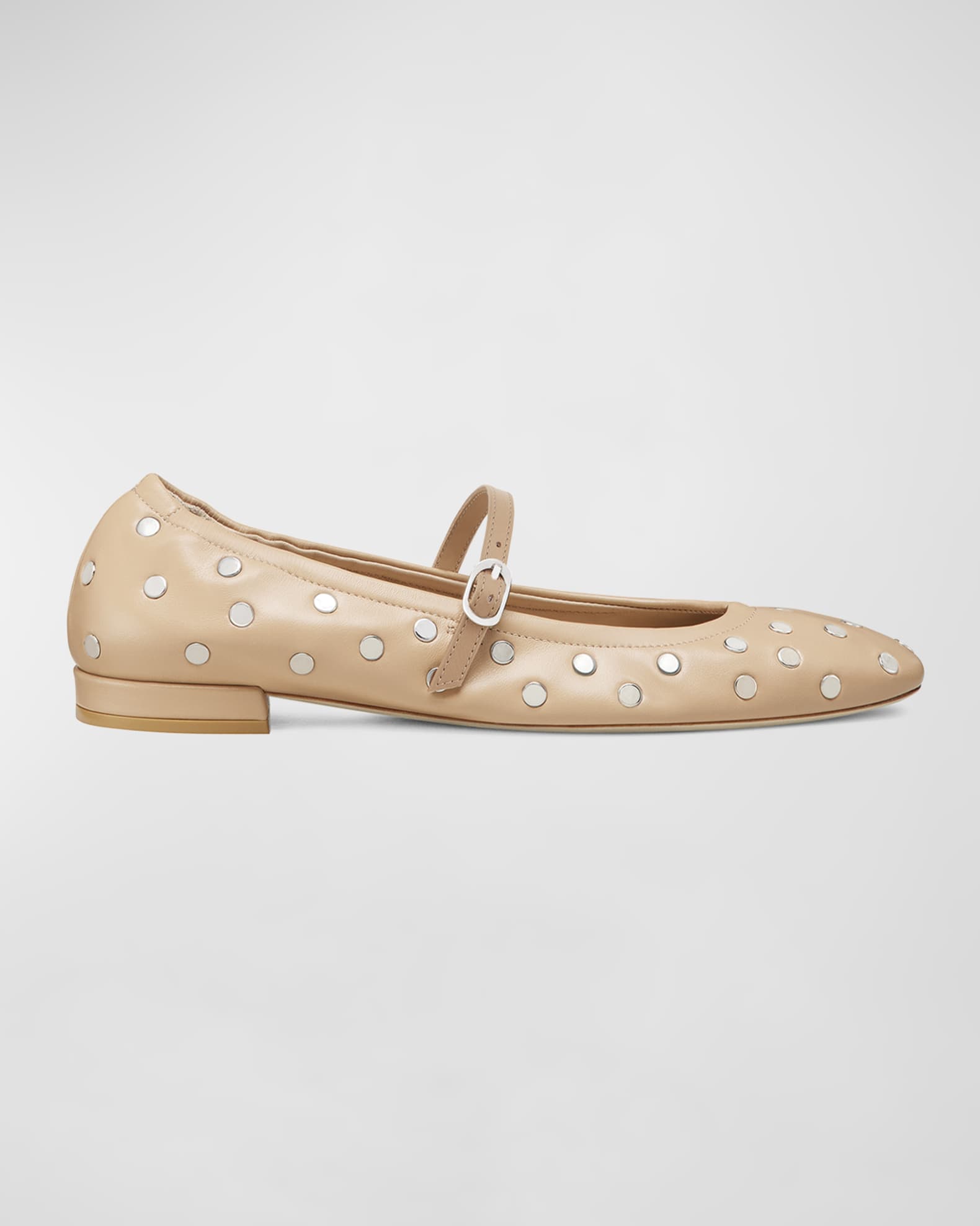 Claris Studded Leather Mary Jane Flats 0
