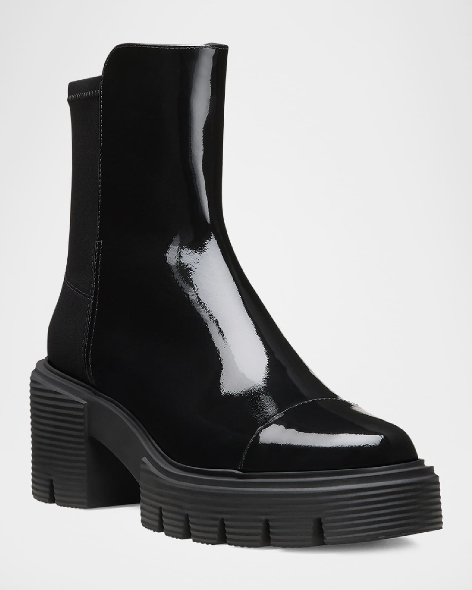 Stuart Weitzman 5050 Soho Patent Stretch Ankle Booties Neiman Marcus