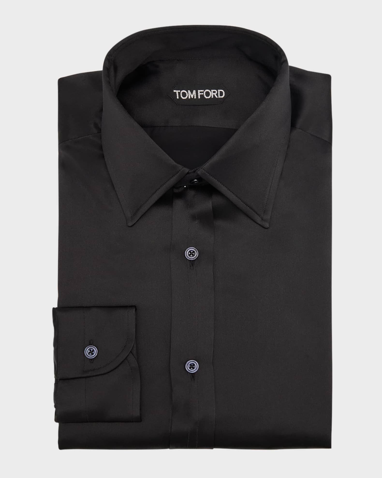 Men's Silk Charmeuse Slim-Fit Dress Shirt 0