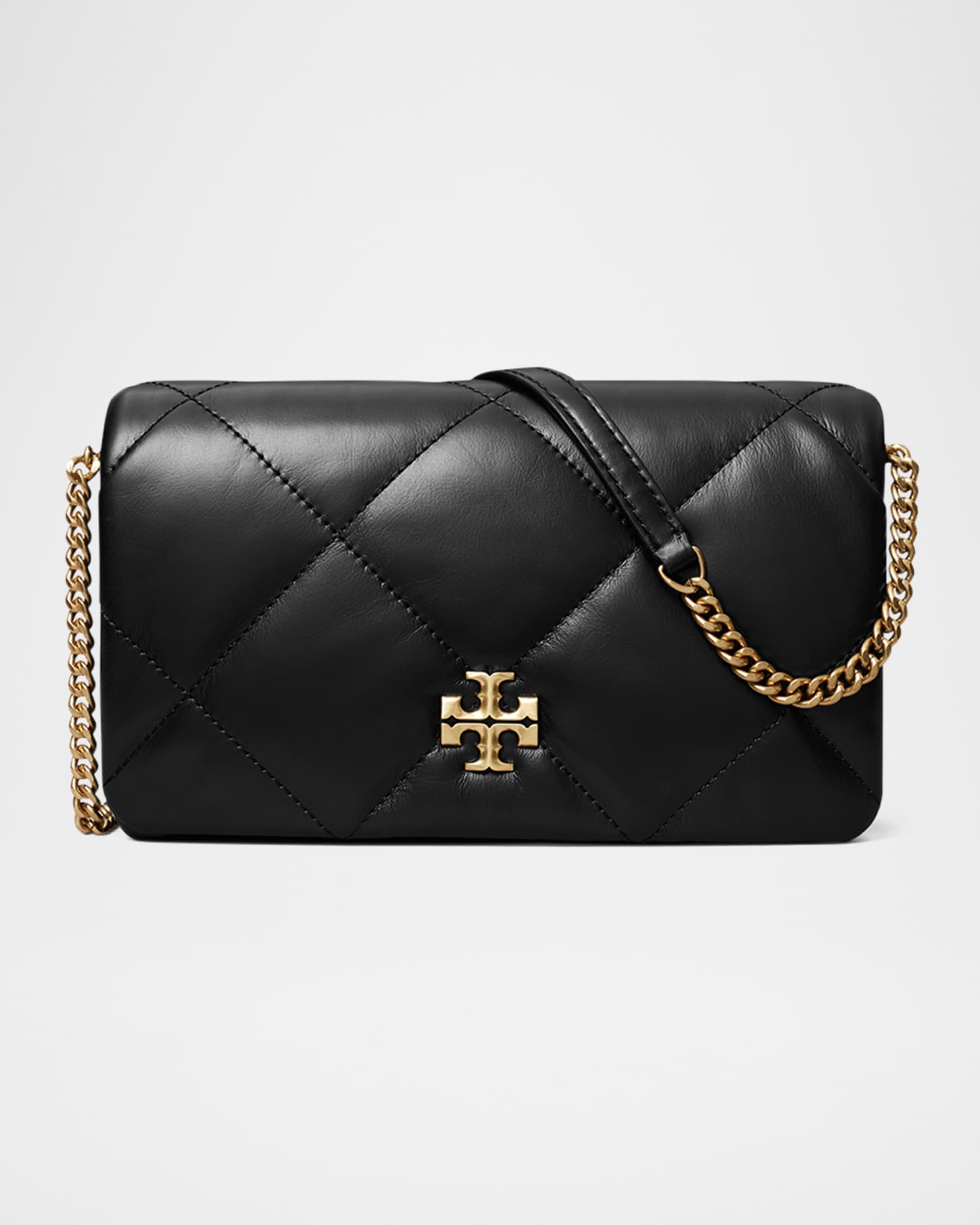 Tory Burch Kira Diamond Quilted Leather Wallet on Chain