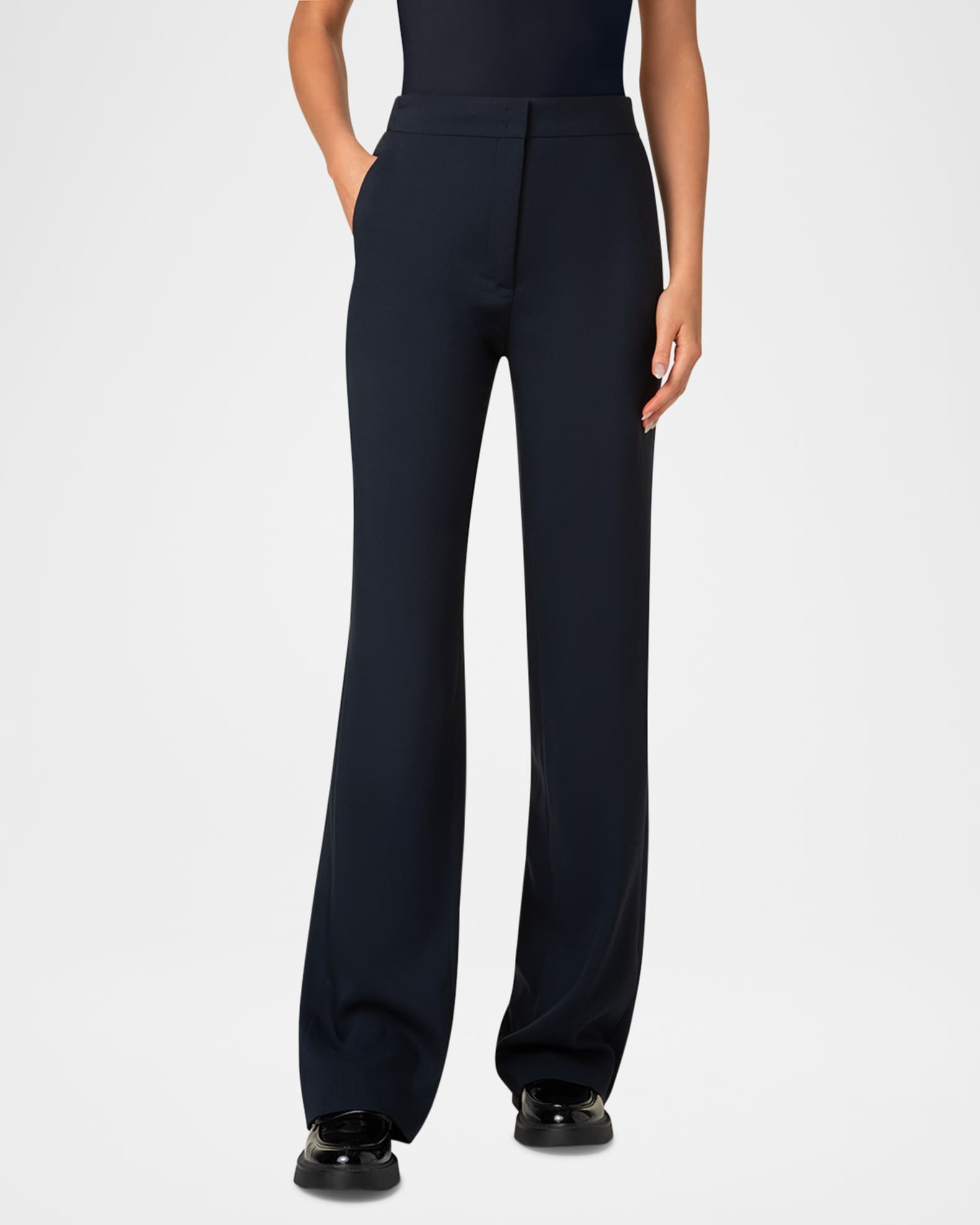 Marla Cool Wool Straight-Leg Elastic-Waist Pants 1