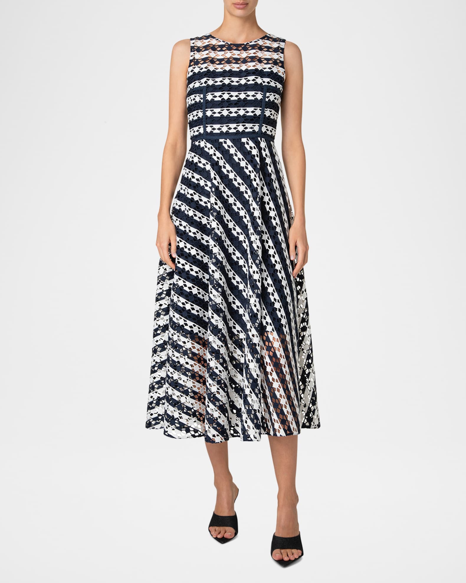 Dot Cut-Out Guipure Fit-Flare Midi Dress 1