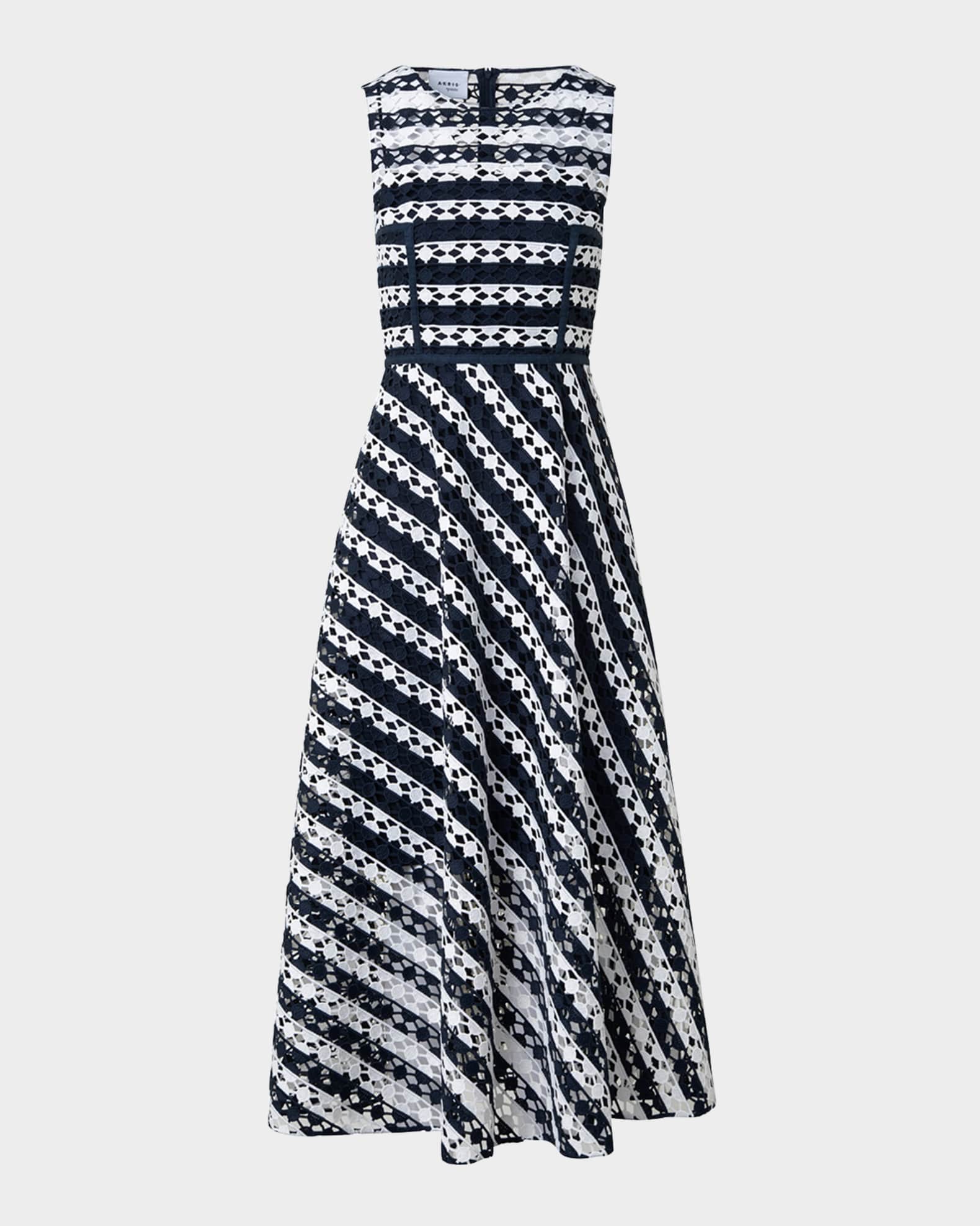 Dot Cut-Out Guipure Fit-Flare Midi Dress 0