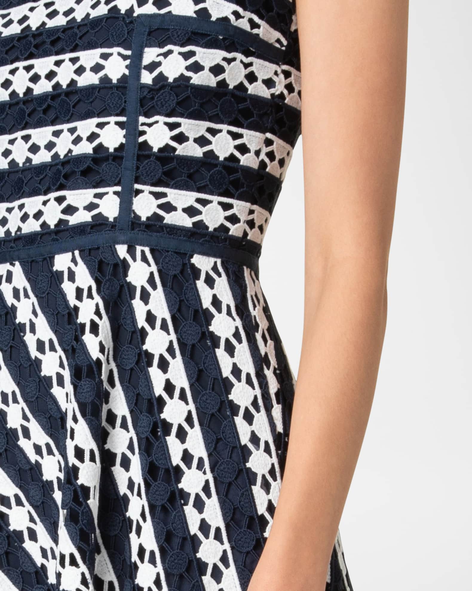 Akris punto Dot Cut-Out Guipure Fit-Flare Midi Dress