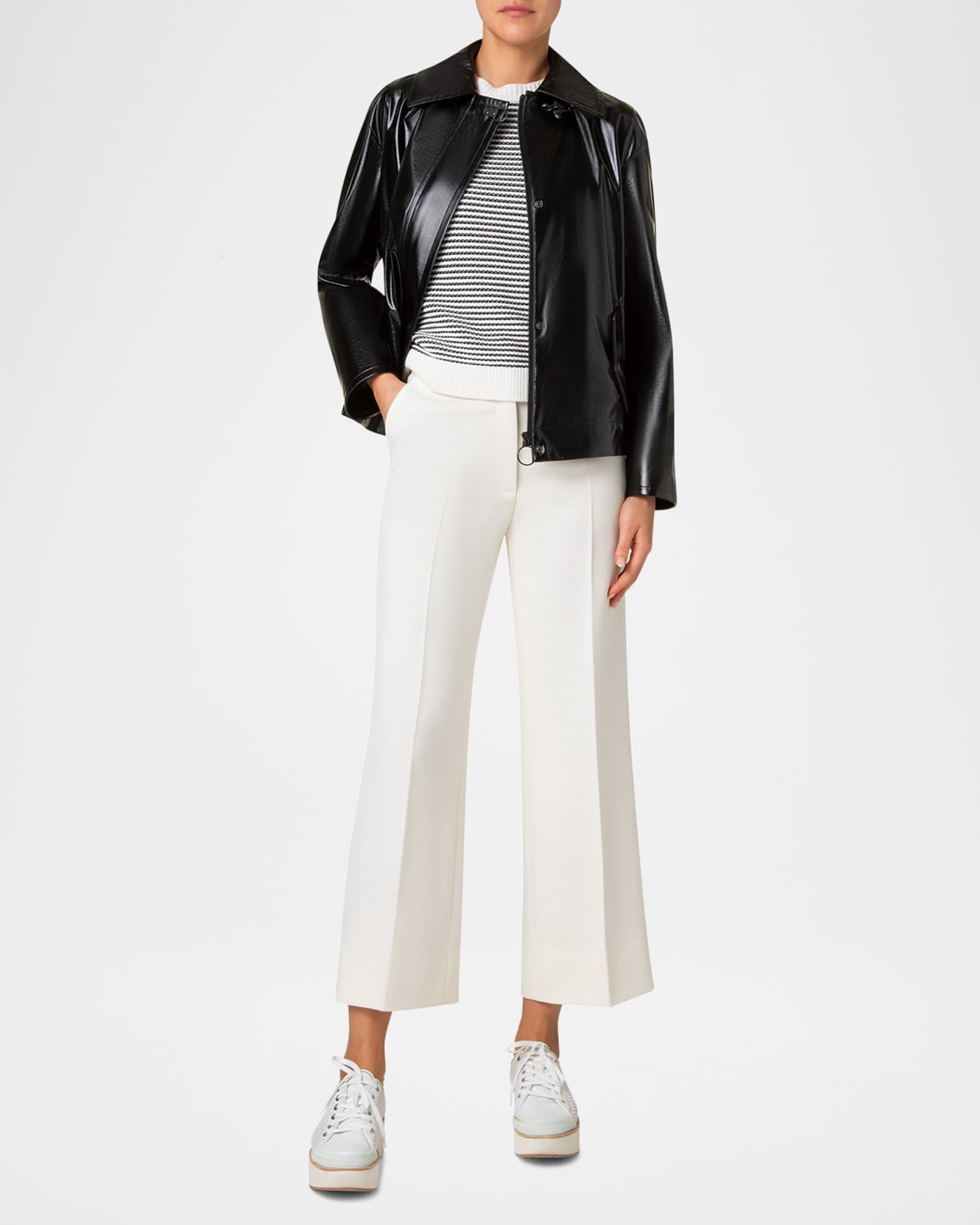 Akris punto Carabine-Hook Lacquered Faux Leather Jacket | Neiman