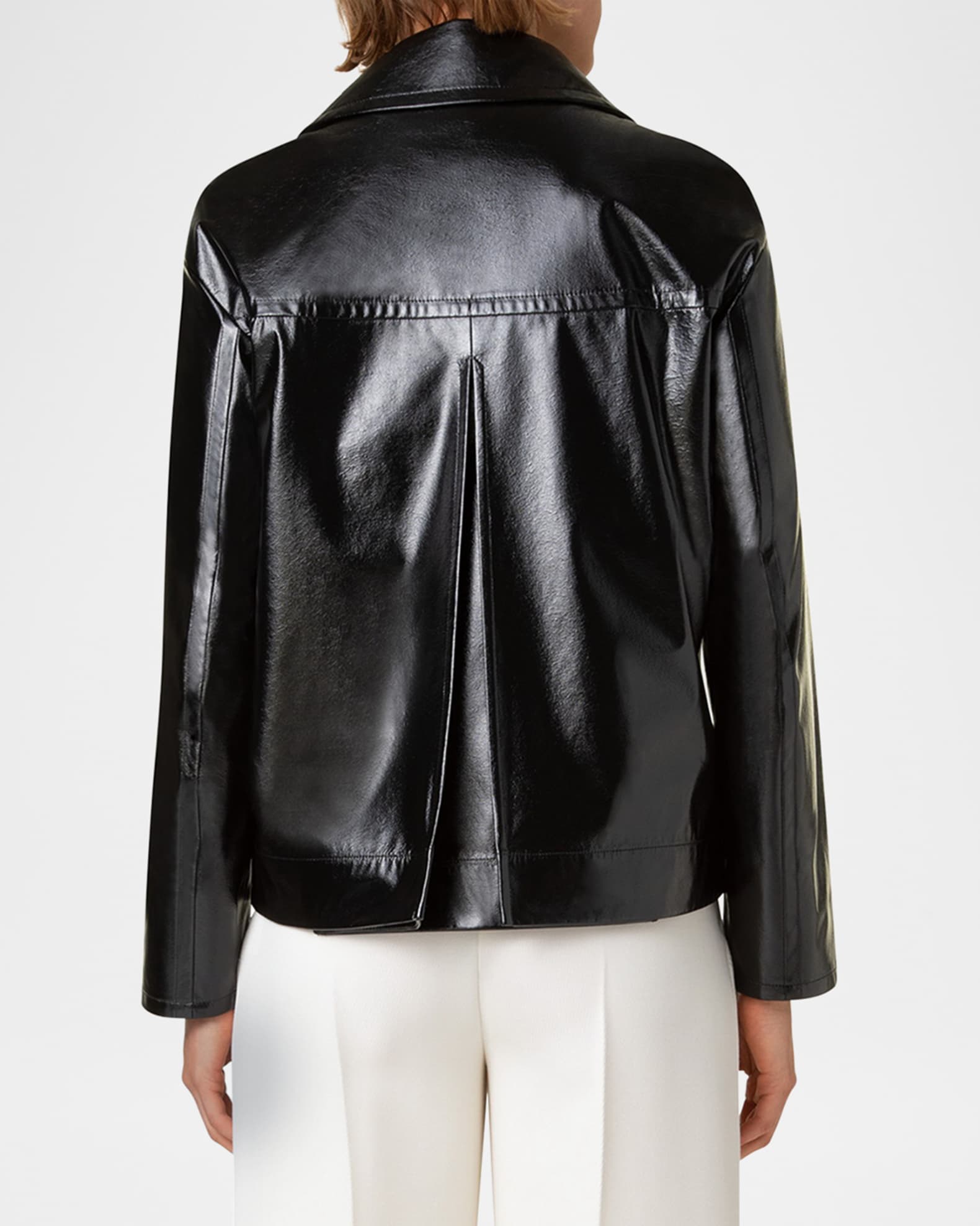 Akris punto Carabine-Hook Lacquered Faux Leather Jacket | Neiman
