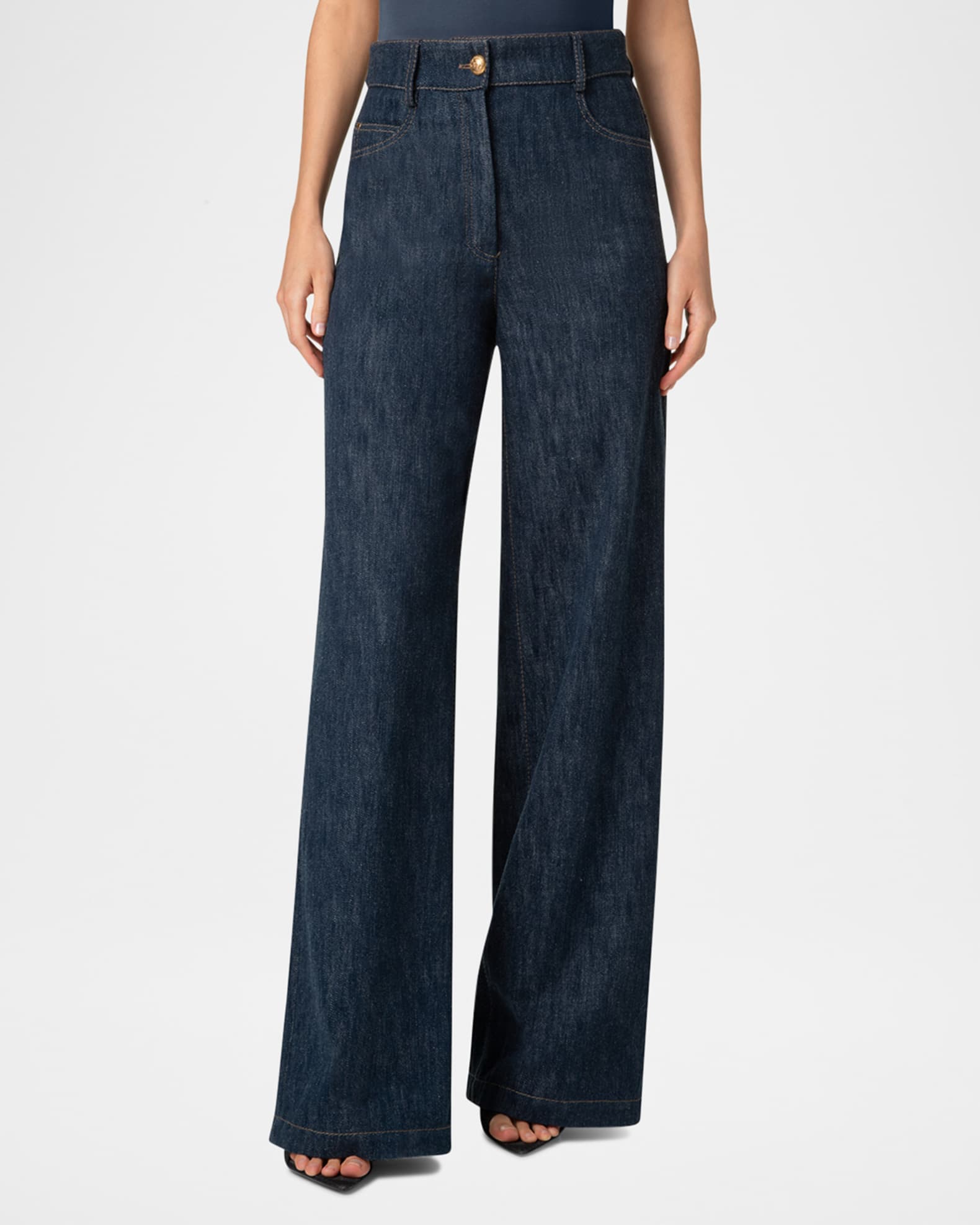 Cooper Cotton-Wool Denim Wide-Leg Pants 1