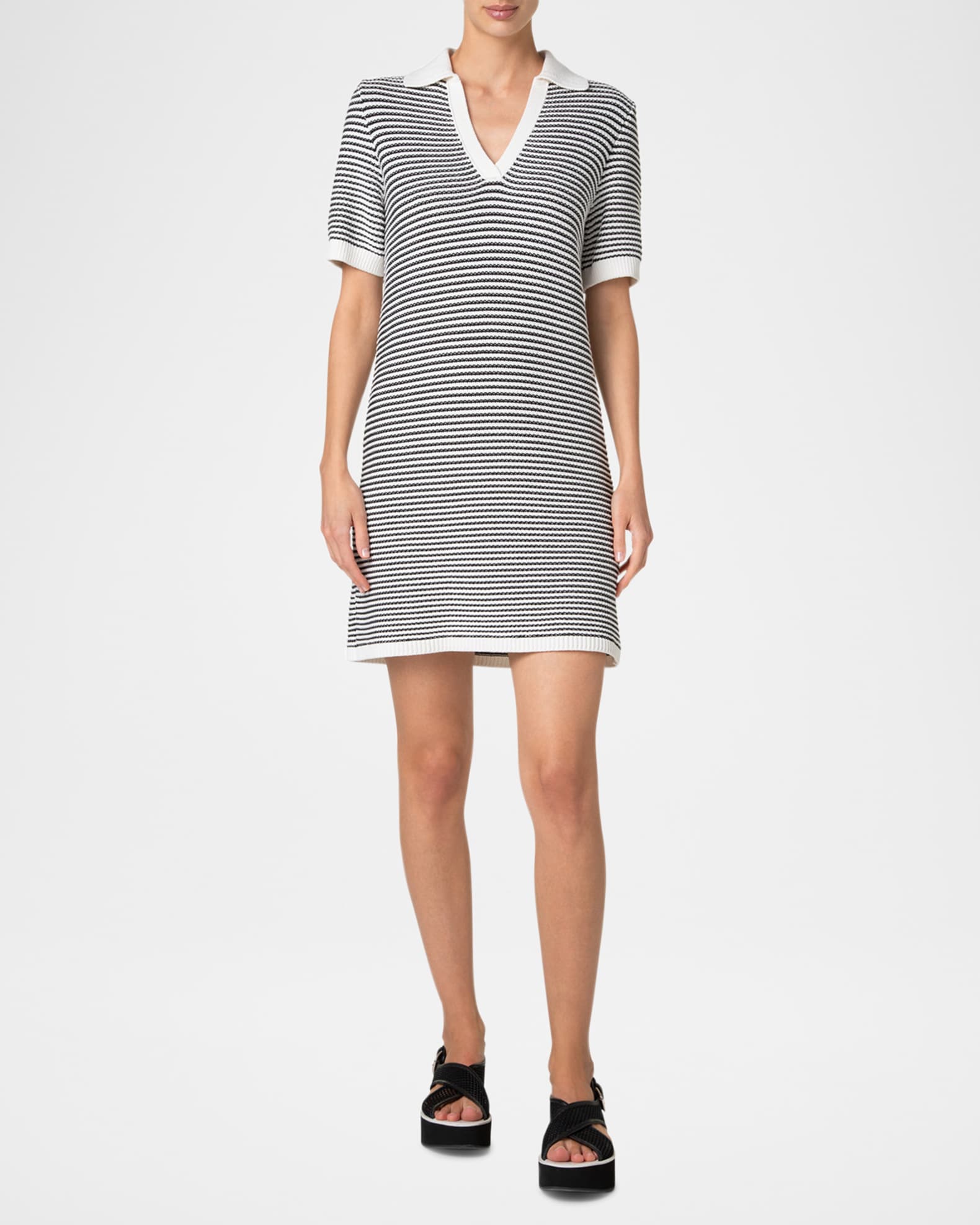 Chunky Tweed Knit Mini Polo Dress 1