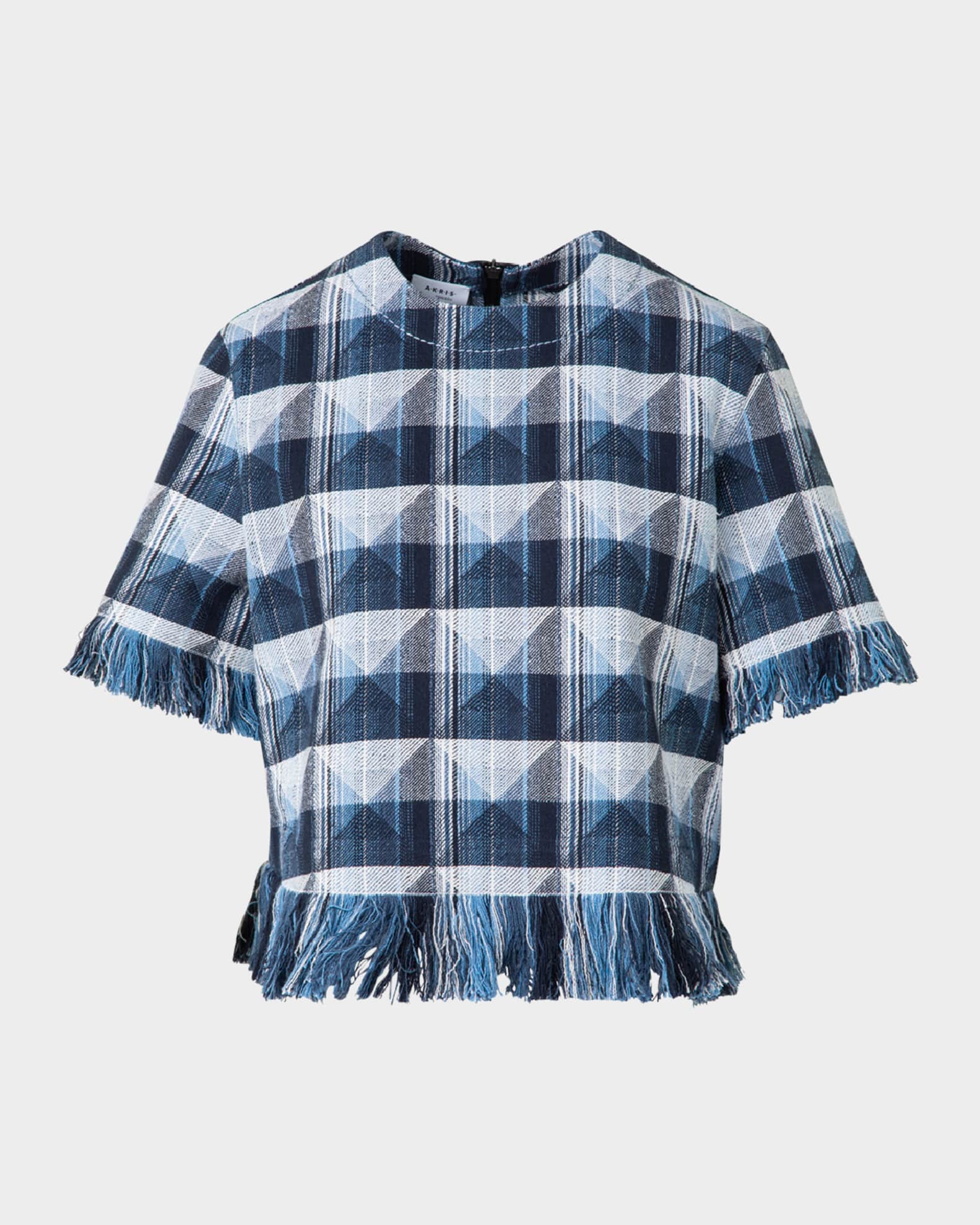 Rhombus Jacquard Denim Corp Blouse 0
