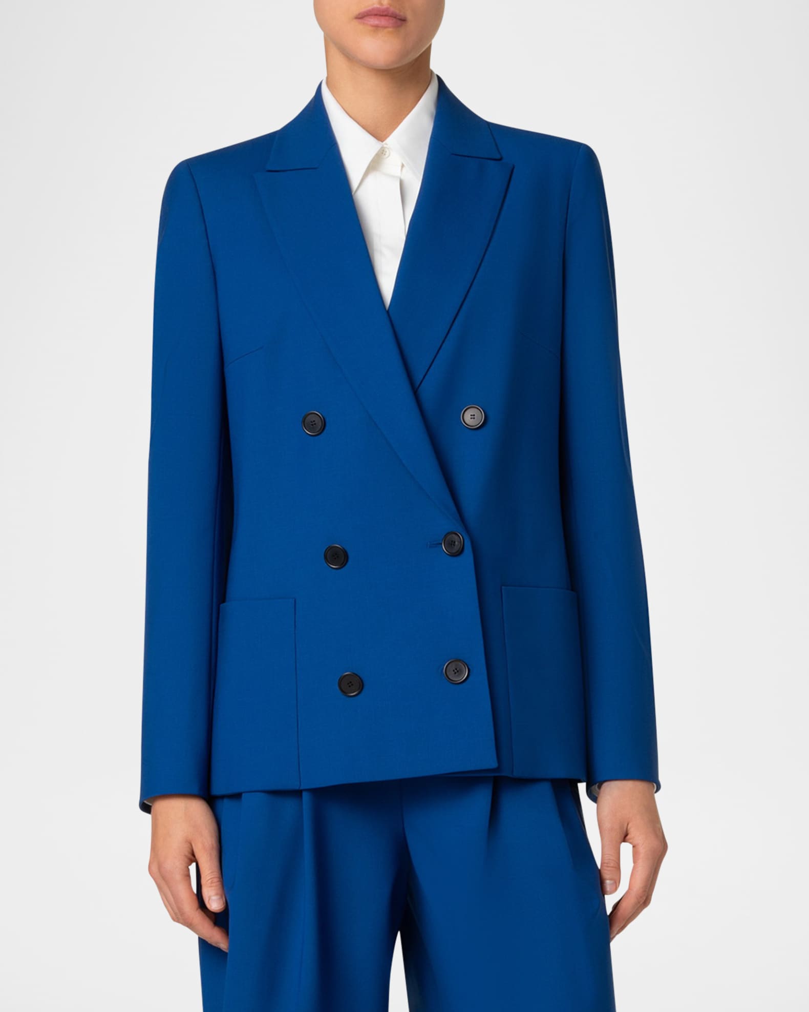 Akris punto Double-Breasted Cool Wool Jacket | Neiman Marcus