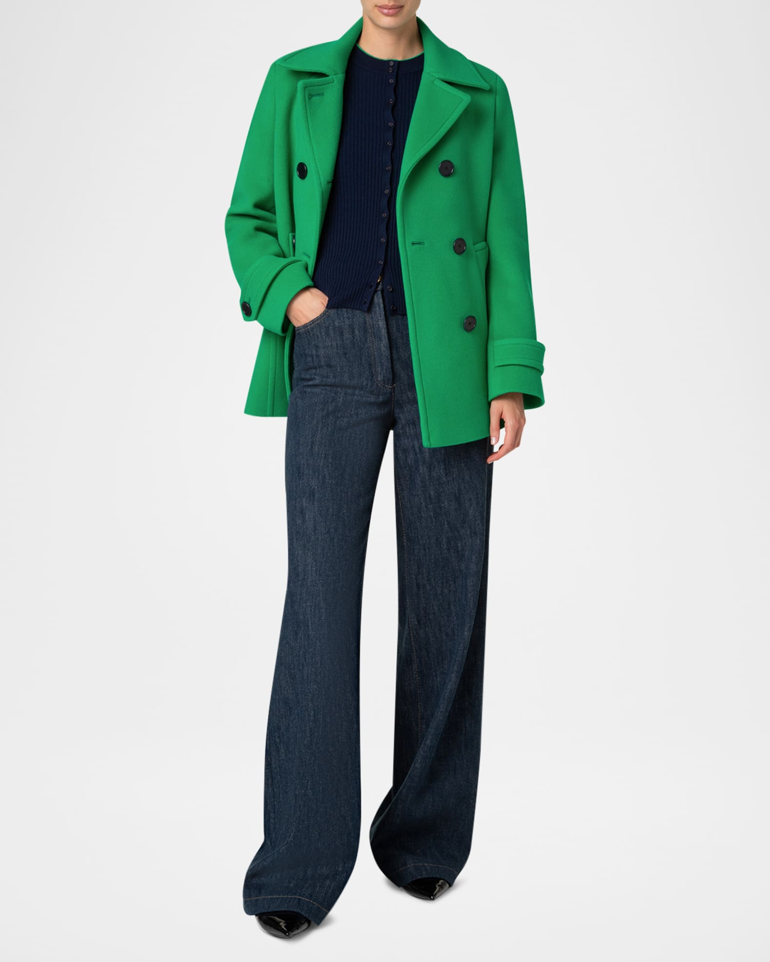 Short Double-Breasted Wool Coat 1