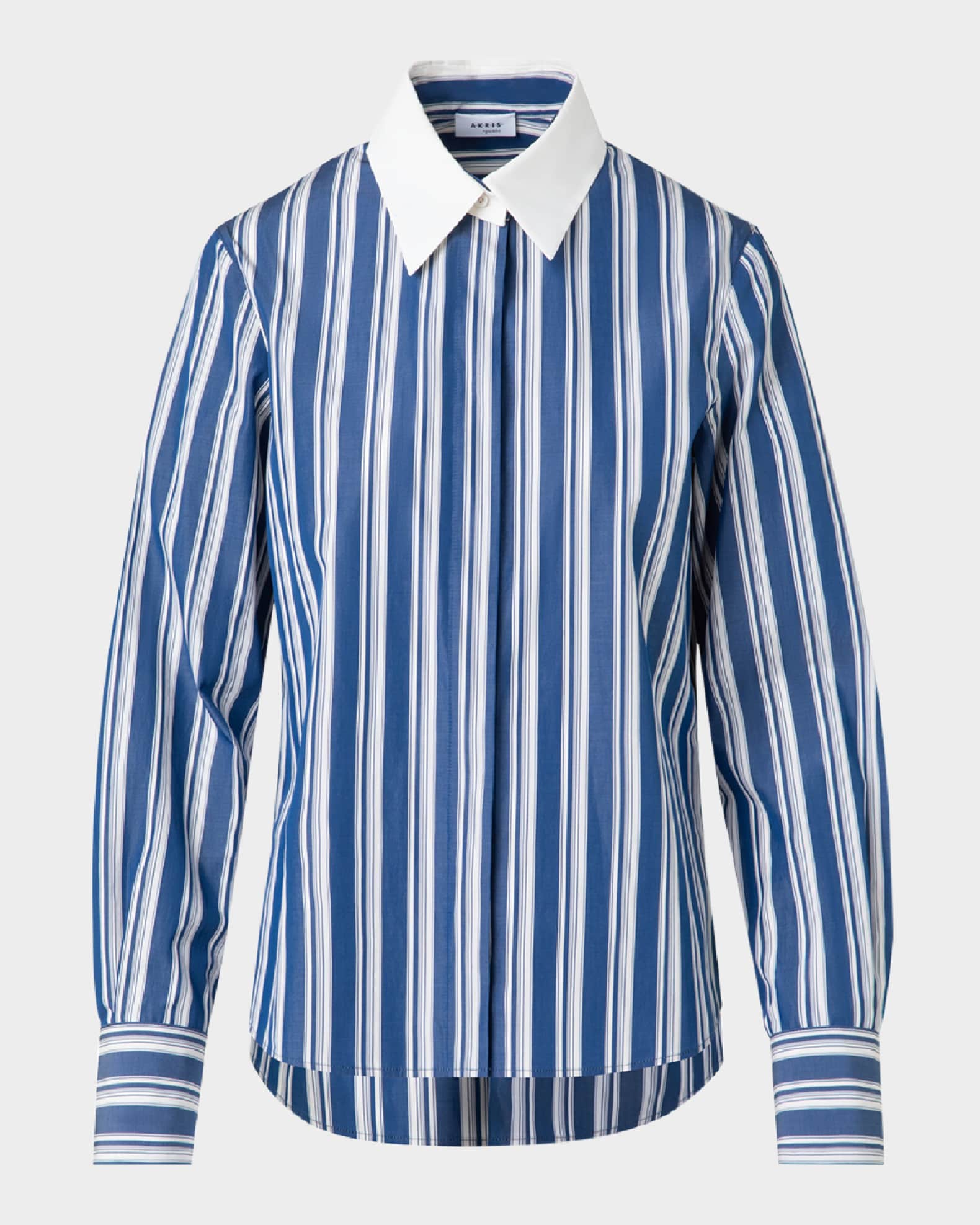 Striped Poplin Button-Down Blouse 0