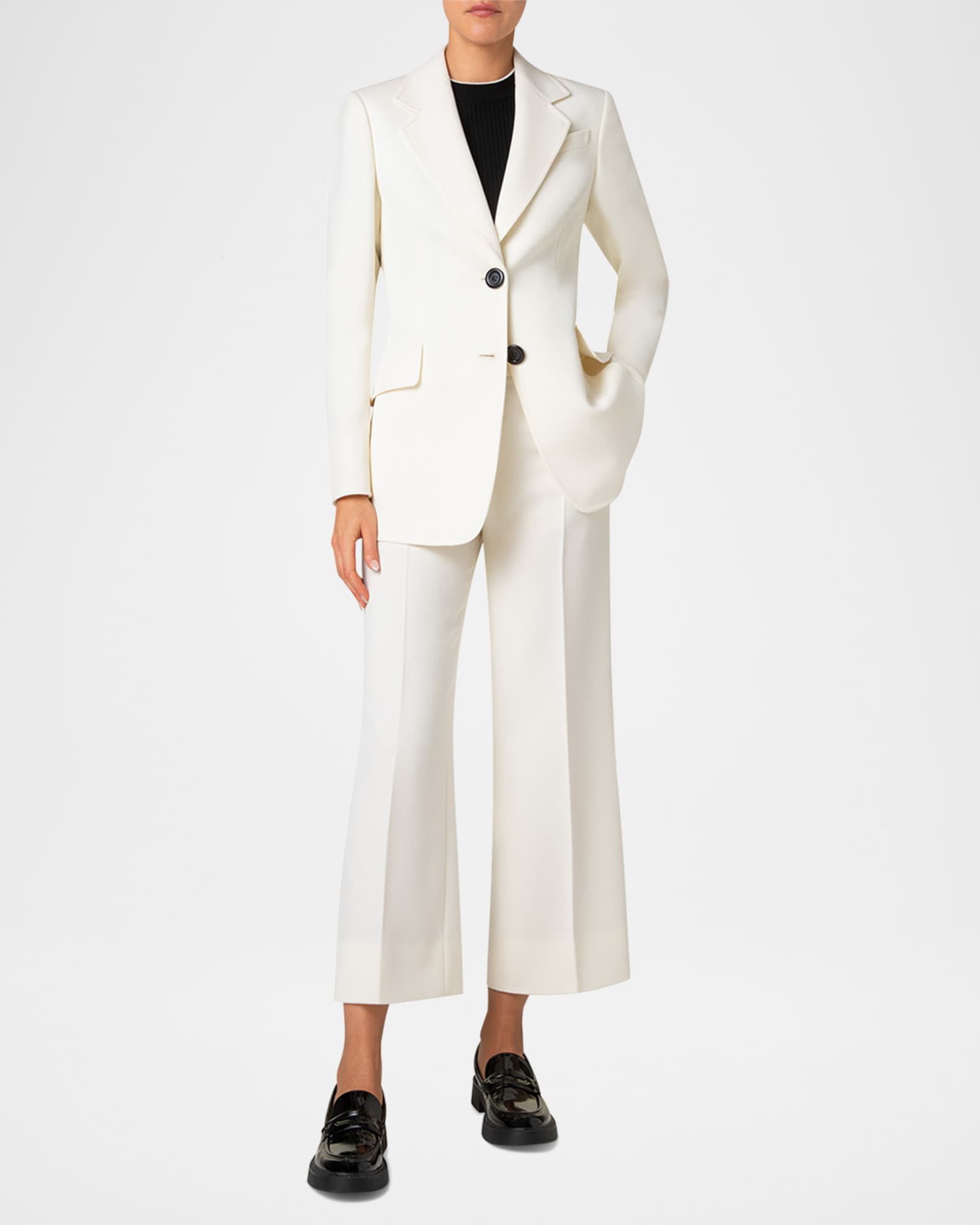 Single-Breasted Wool Gabardine Captain Blazer Jacket 1