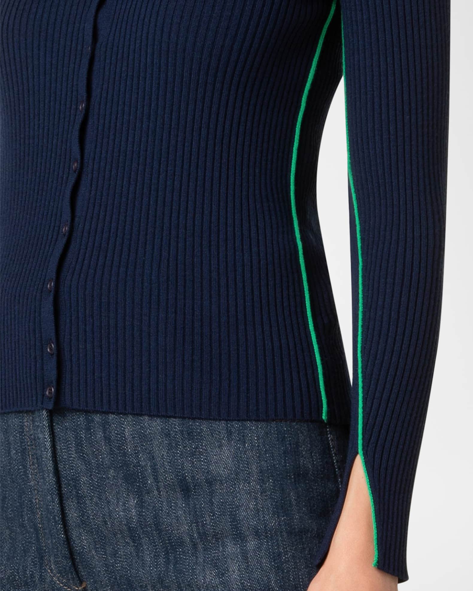 Contrast Piping Ribbed Knit Top main image 1