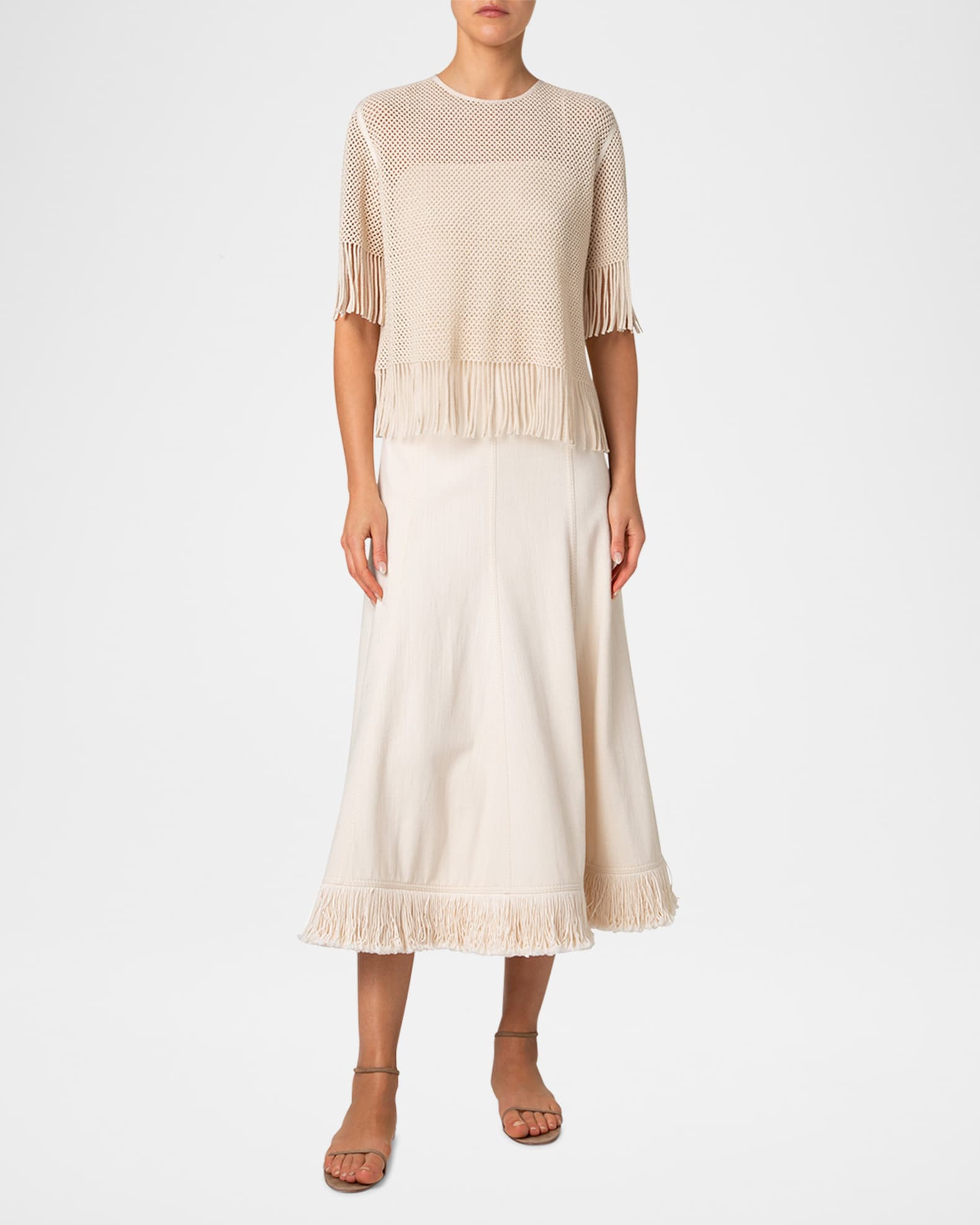 Fringe Cotton Mesh Blouse 1