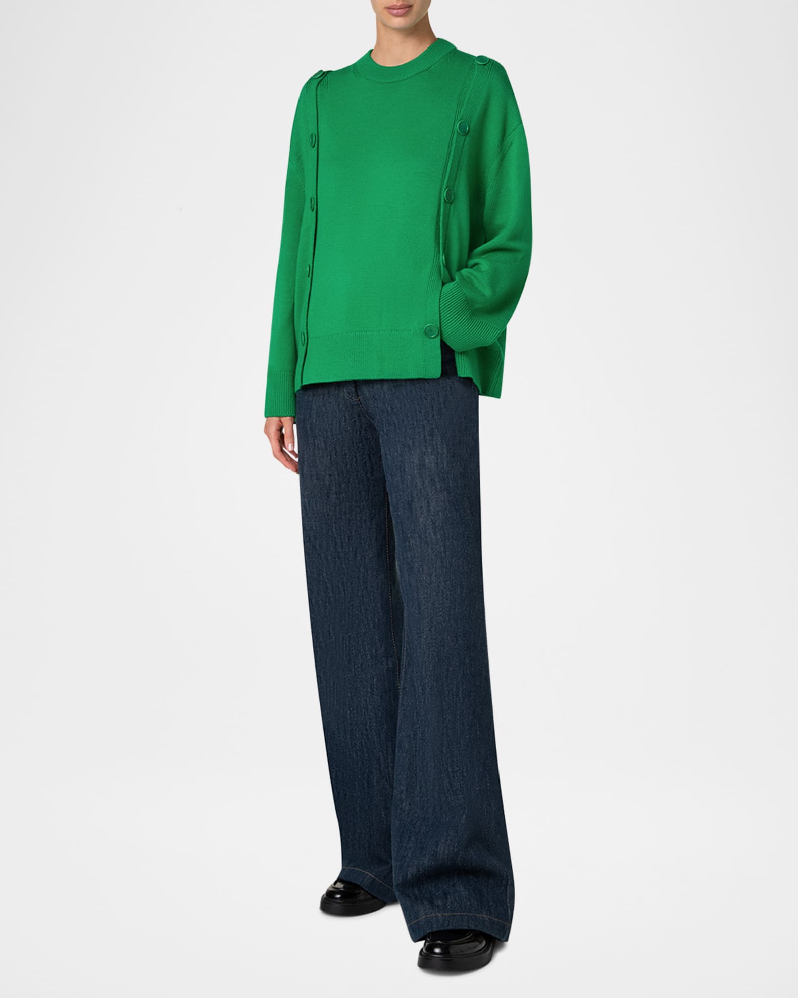 Button-Front Wool Sailor Sweater 1