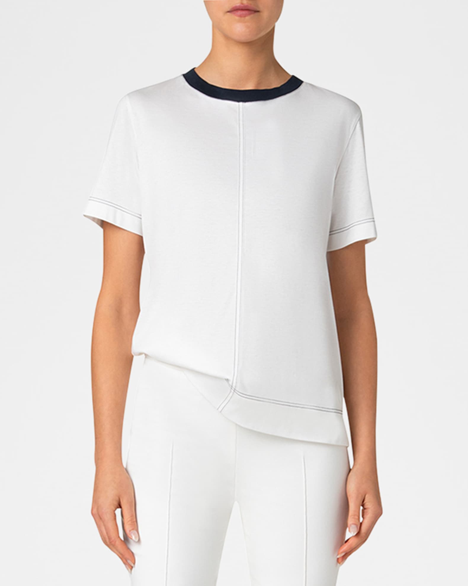 Colorblock Seamed Short-Sleeve Cotton Jersey T-Shirt 1