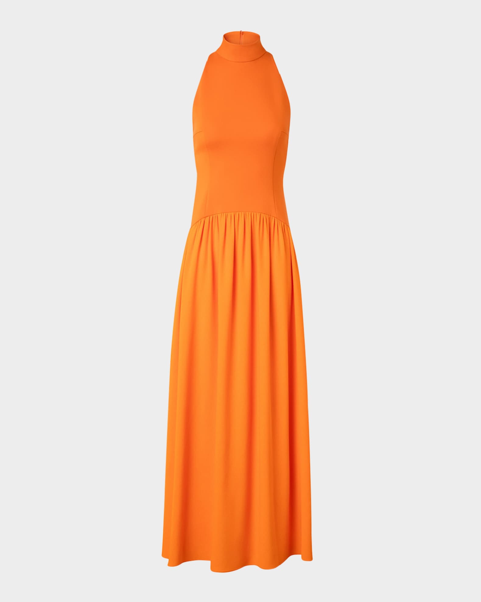 Mixed-Media Jersey Halter Seersucker Pleated Skirt Dress 0