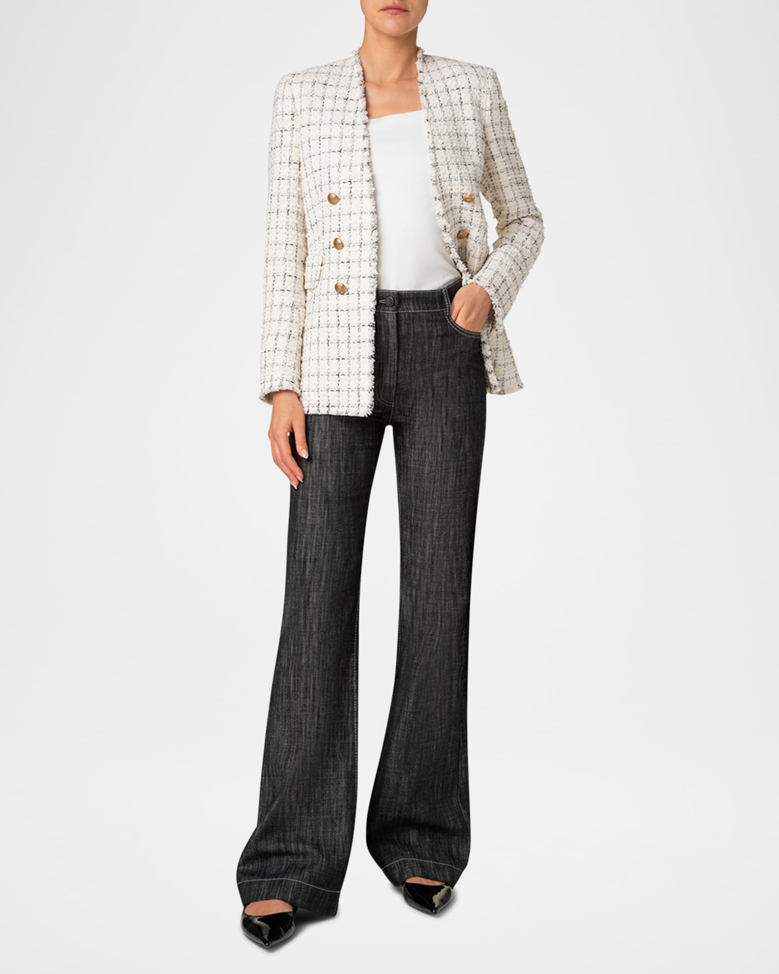  Small Window Check Tweed Blazer 1