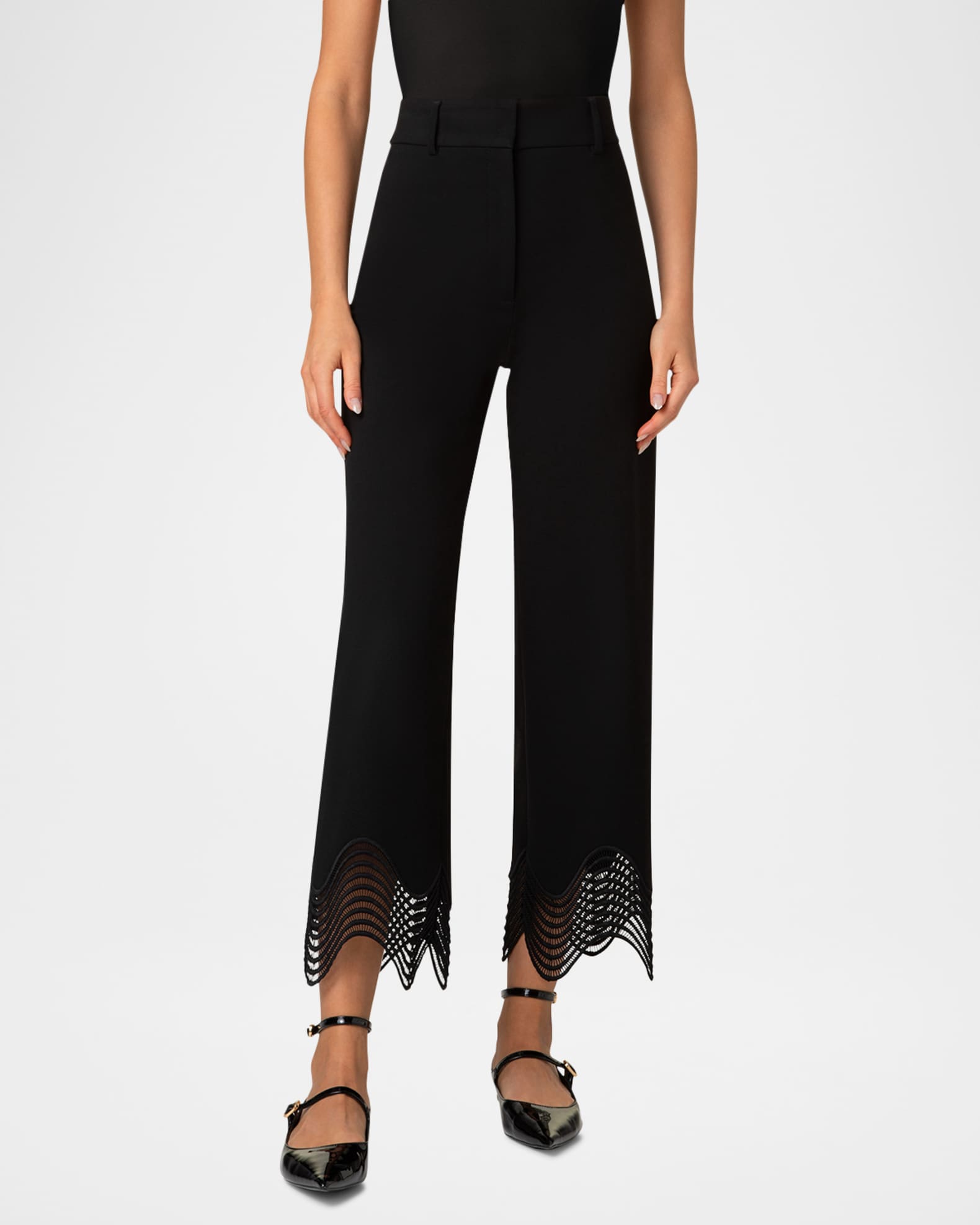 Chieko Waved Lace Wide Leg Jersey Pants  1