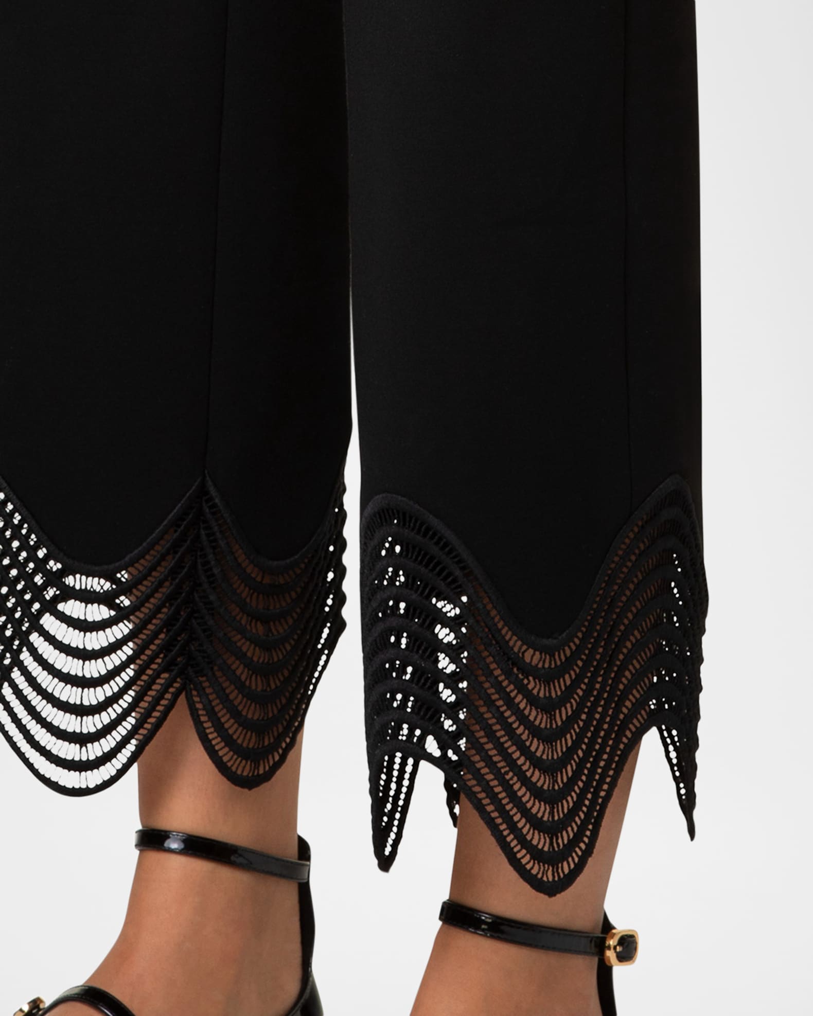Akris punto Chieko Waved Lace Wide Leg Jersey Pants | Neiman
