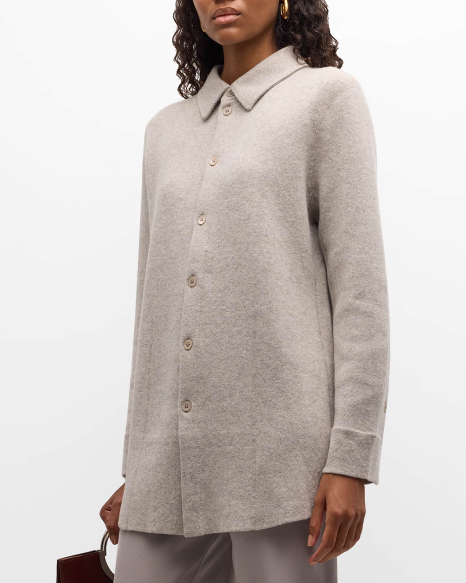 Cotton Cashmere Button Tee in Ivory