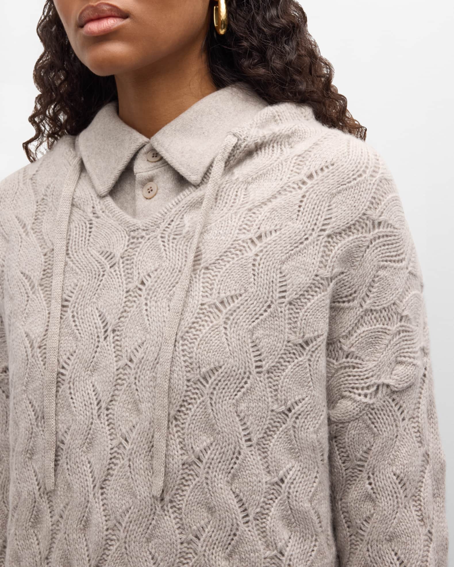 Cashmere Cable-Knit Hoodie | Neiman Marcus Cashmere Cable-Knit Hoodie | Neiman Marcus