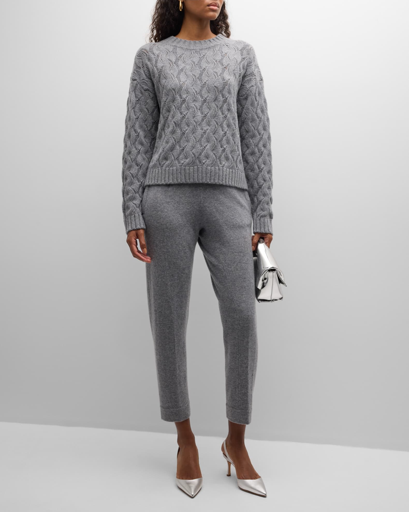 Cashmere Cable-Knit Crewneck Sweater 1