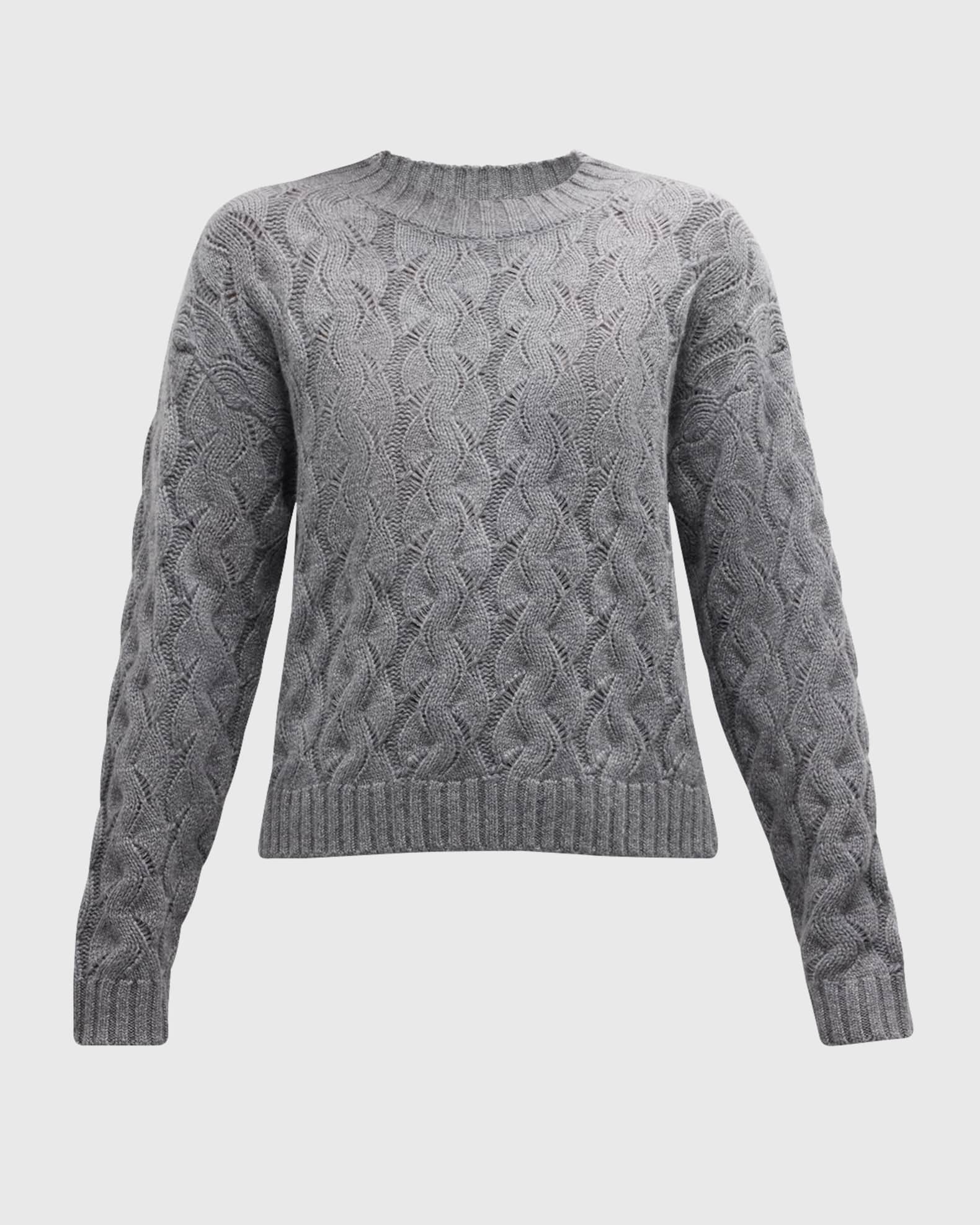Cashmere Cable-Knit Crewneck Sweater 0