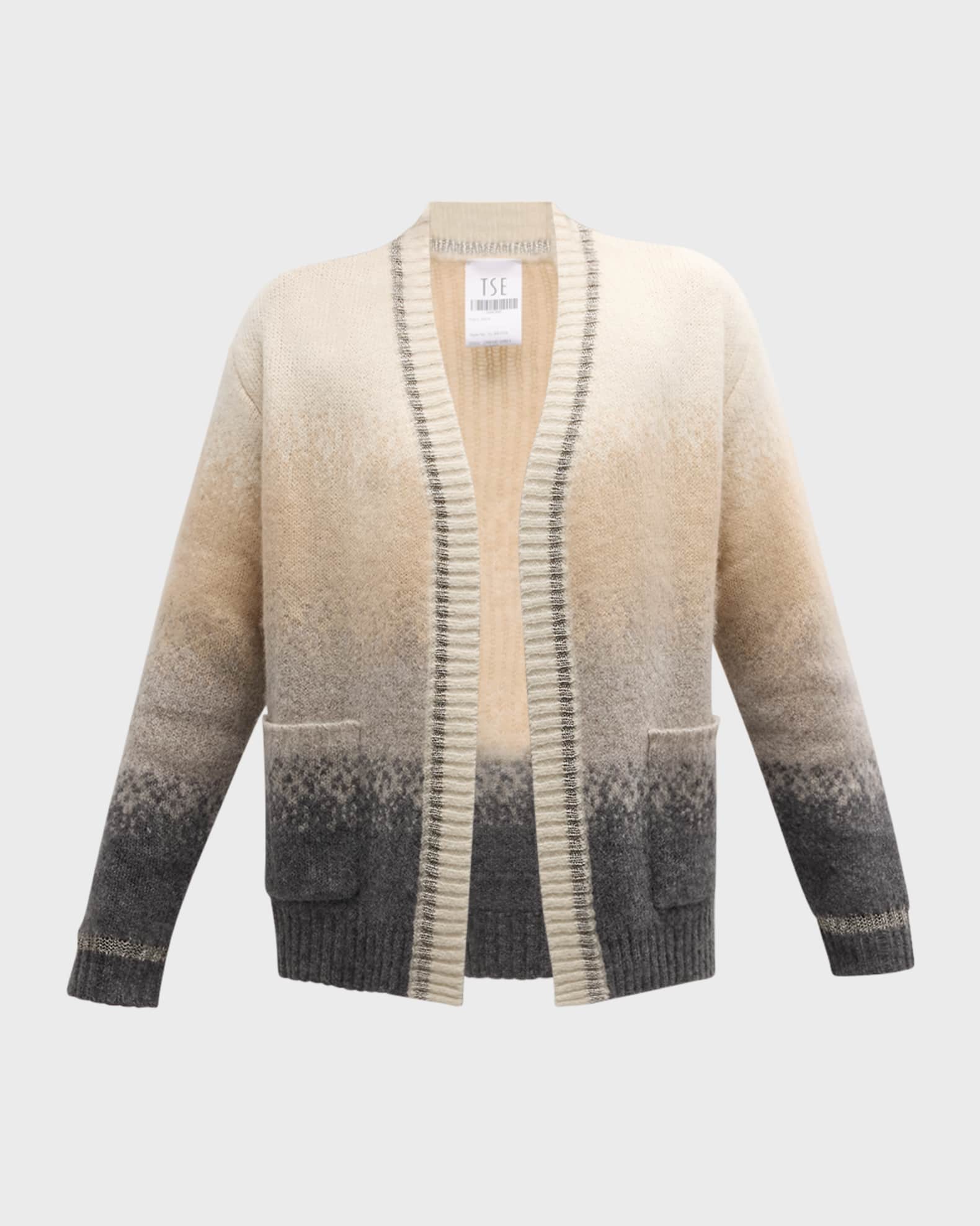 Cashmere Lurex Ombre Stripe Cardigan