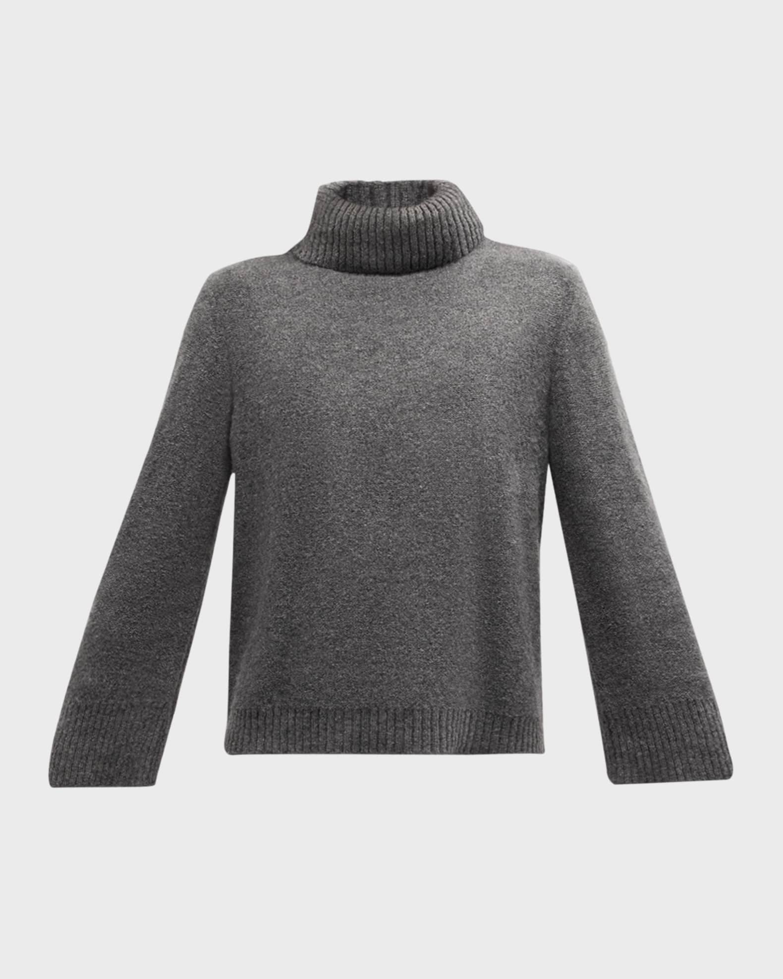 Women s Boucle Turtleneck Sweater TSE Dark Grey M