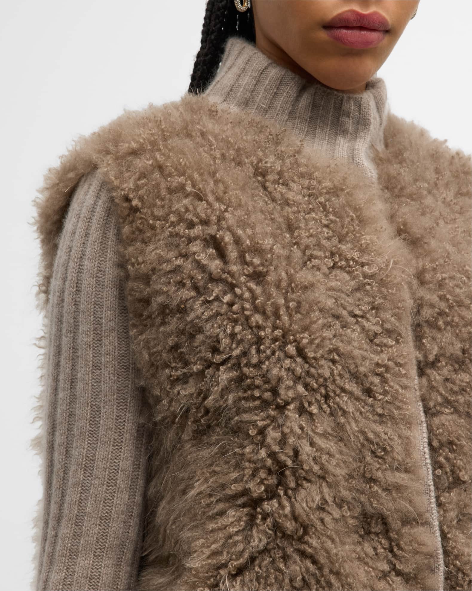 TSE Cashmere Cashmere Goat Fur Ribbed Button-Down Cardigan TSE Cashmere Cashmere Goat Fur Ribbed Button-Down Cardigan