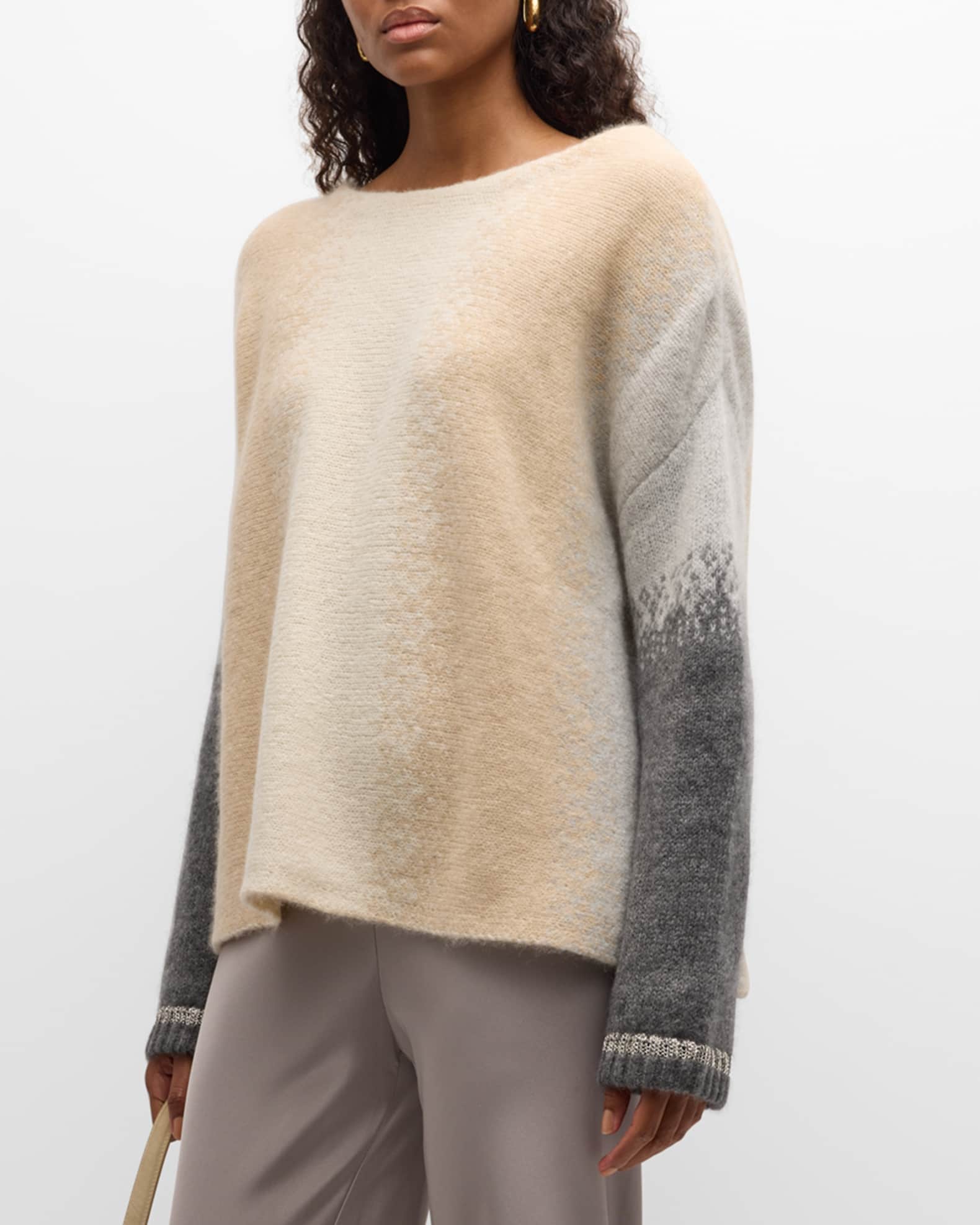 Ombre Lurex Cashmere Tunic Sweater