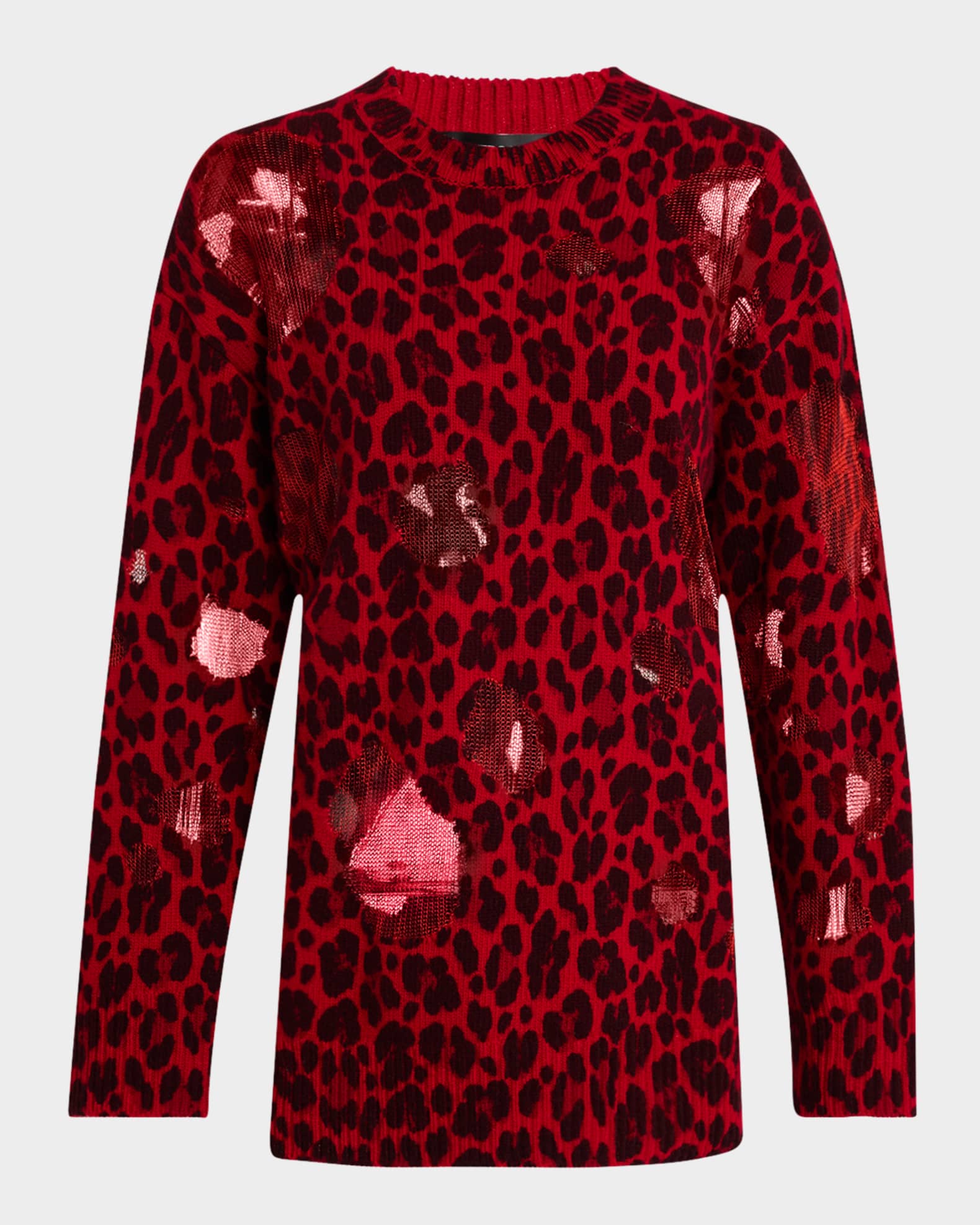 Leopard distressed sweater top