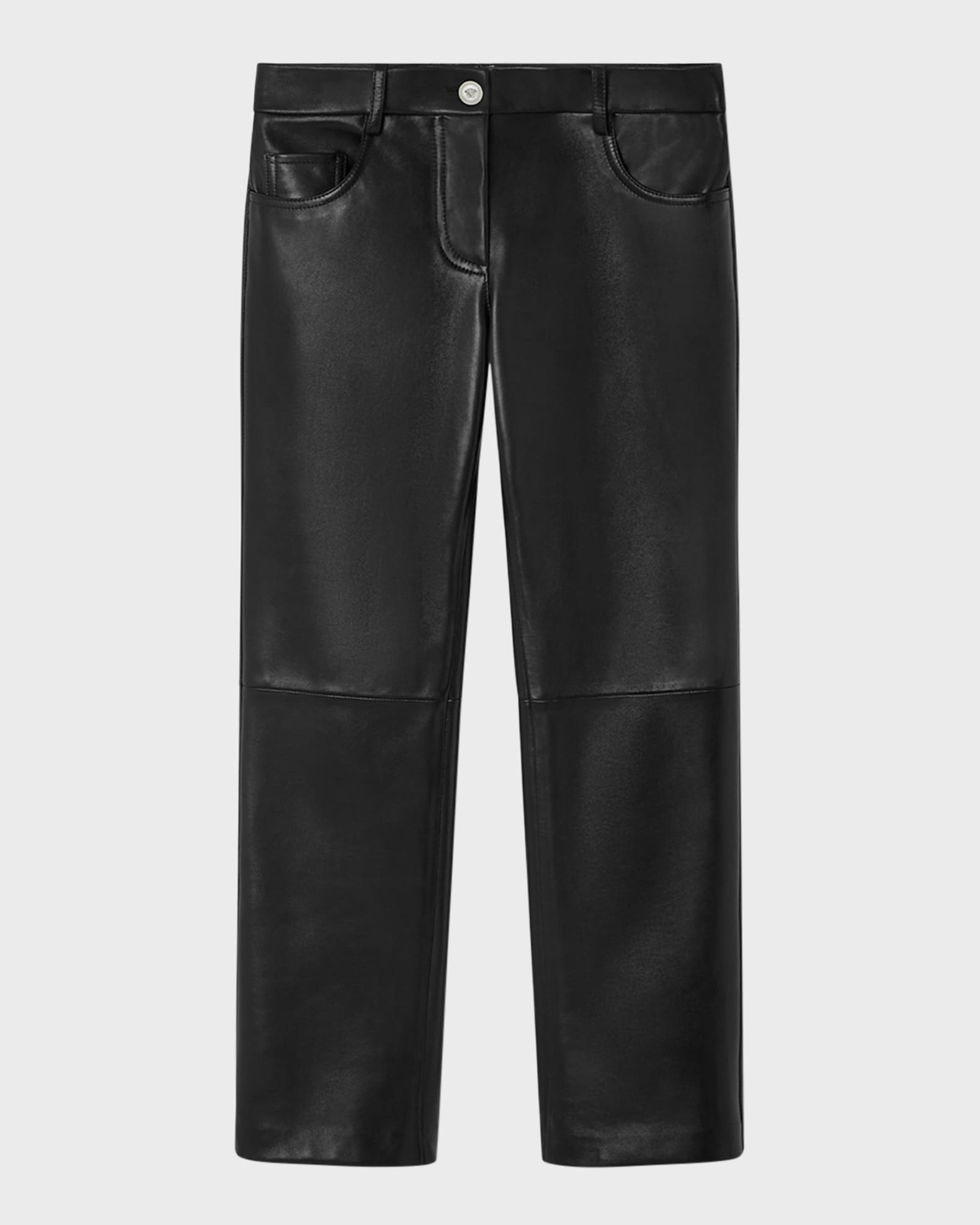 Plonge Leather Straight-Leg Ankle Pants 0