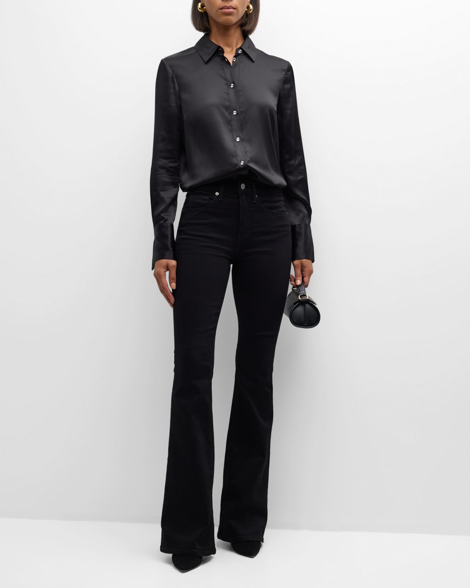 Monique Long-Sleeve Satin Top 1