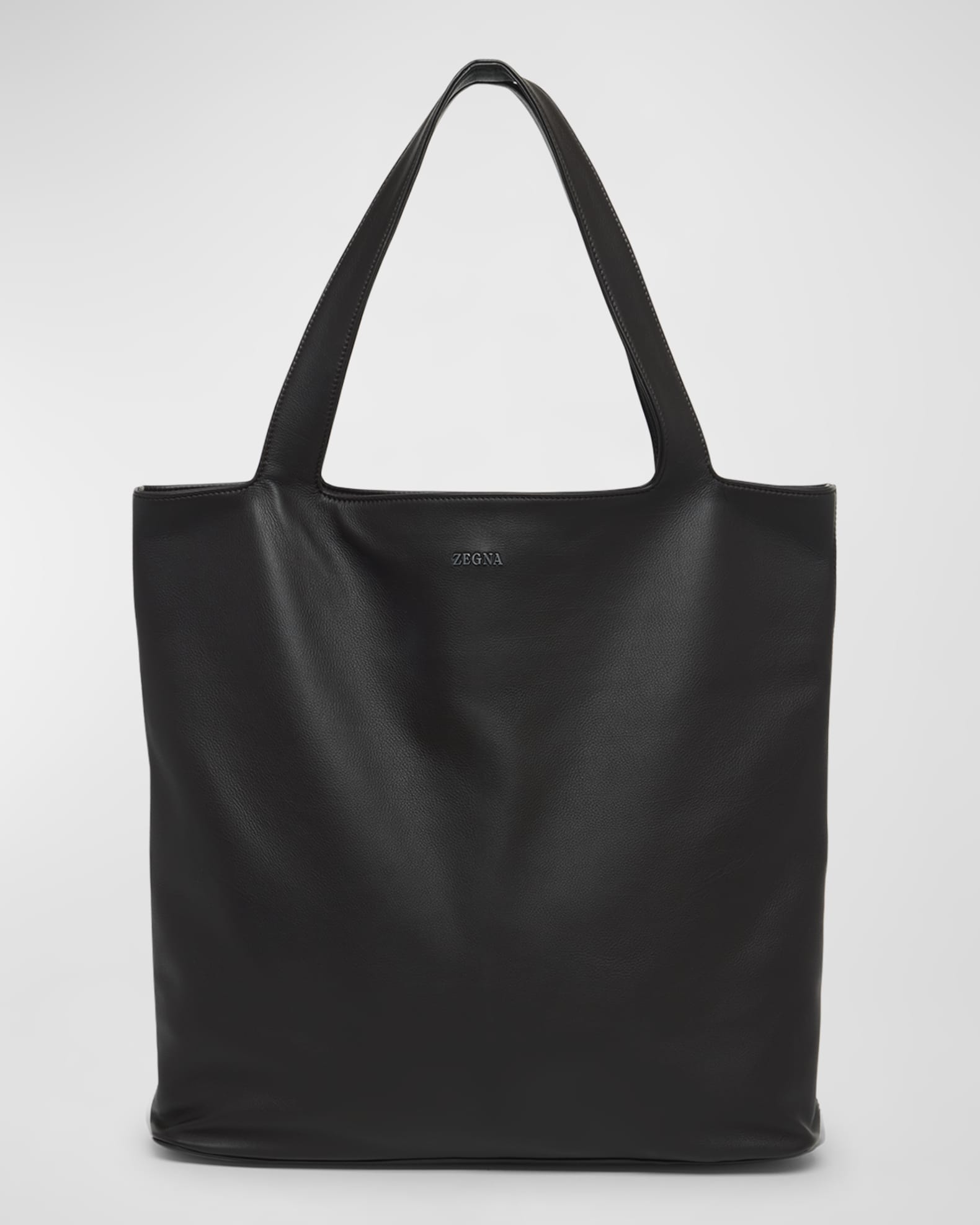 zegnaブラックレザートートバッグ ZEGNA Men's Soft Leather Tote Bag | Neiman Marcus