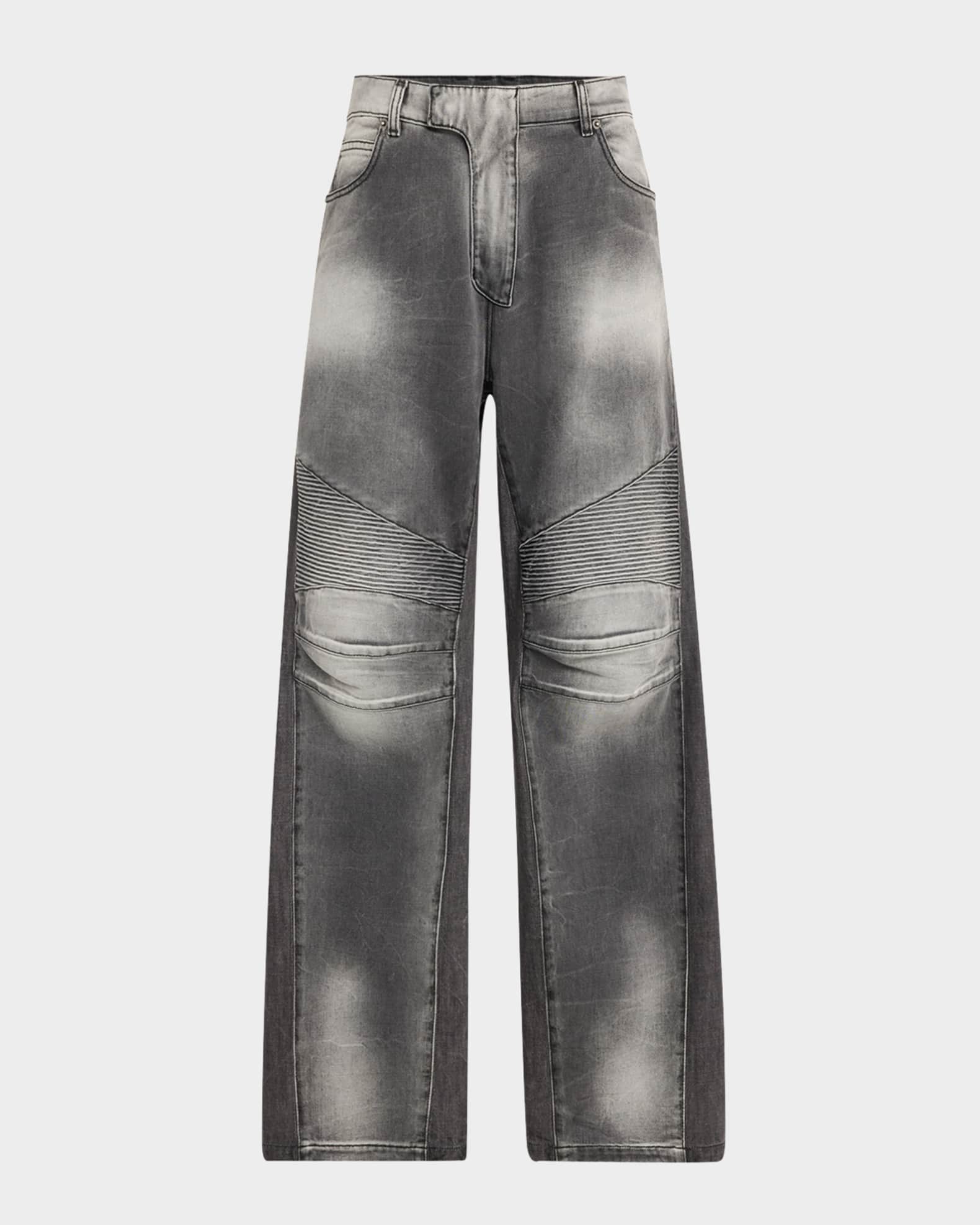 Mens grey biker jeans top