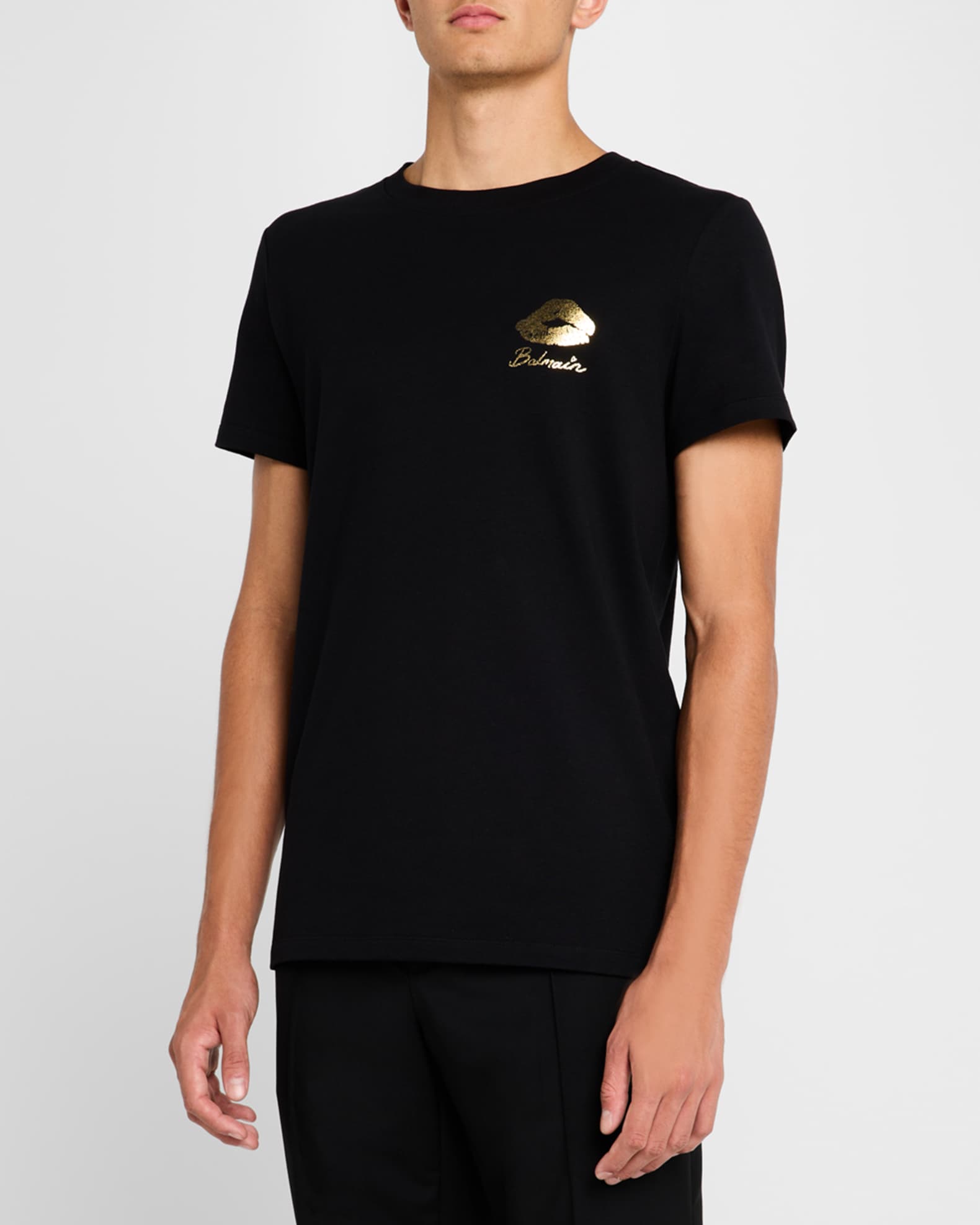 Balmain t shirt black and gold clearance