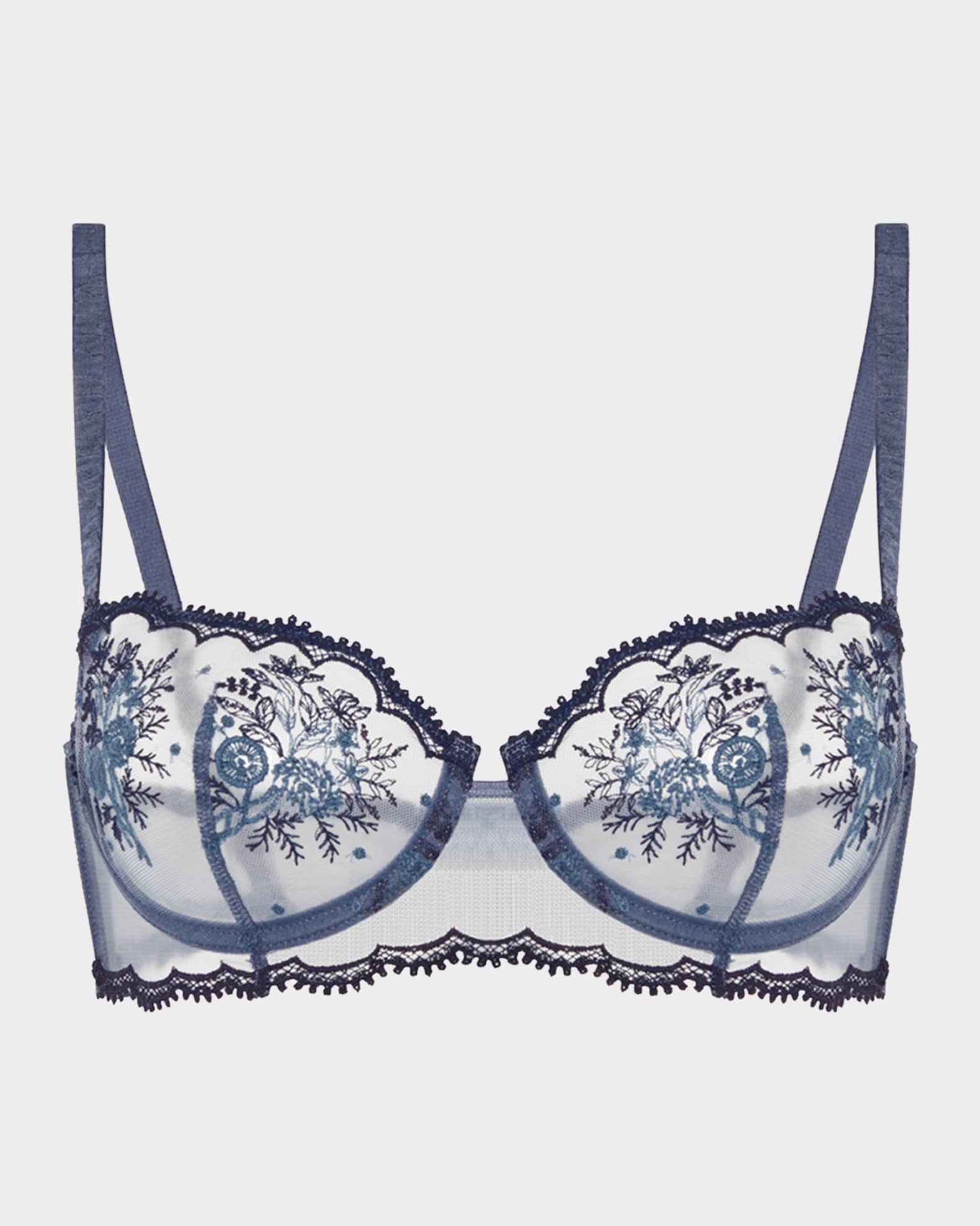 Intrigue Floral-Embroidered Demi Bra 0