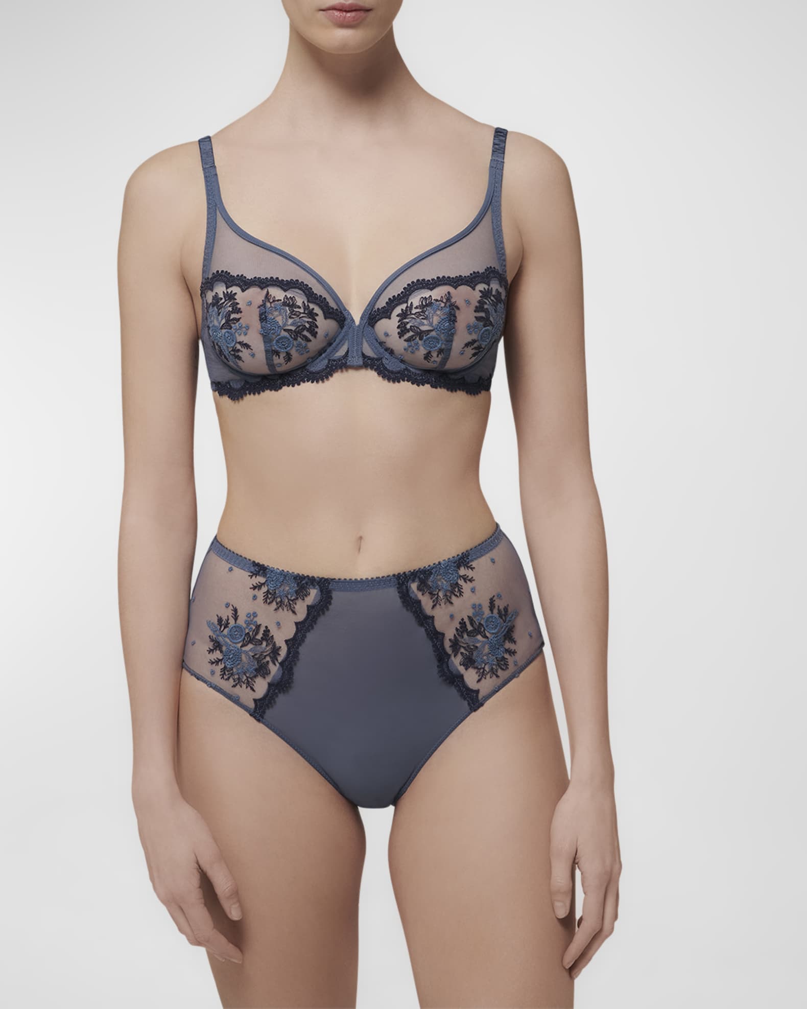 Intrigue Sheer Floral-Embroidered Bra 1
