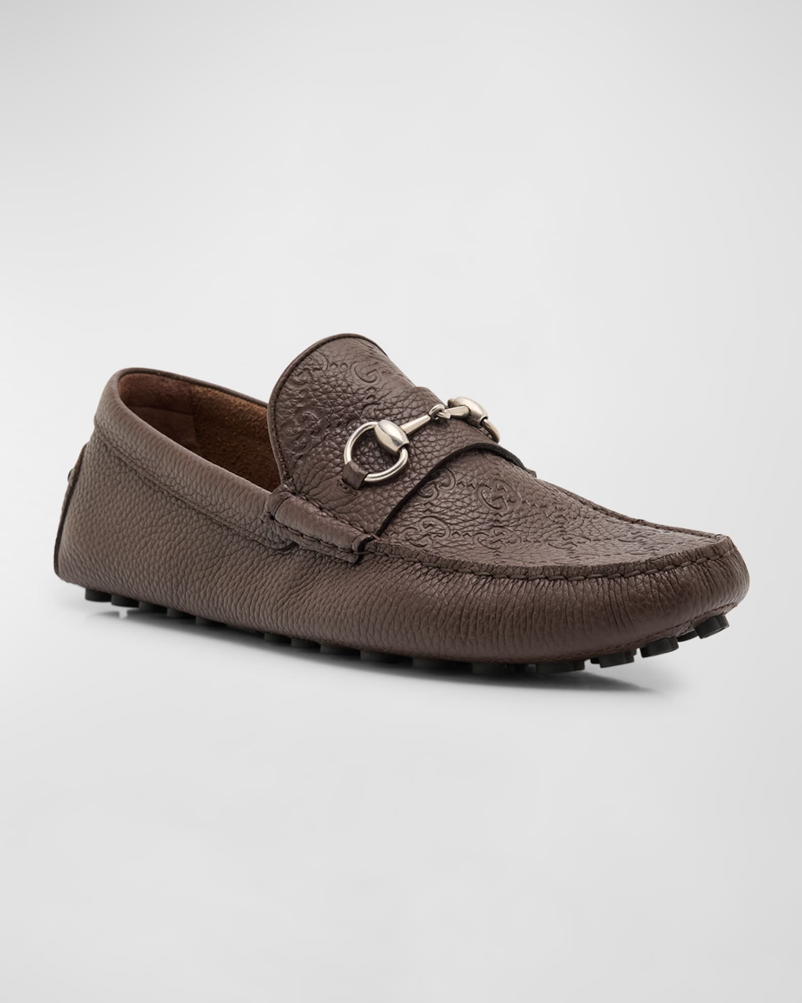 Men's Byorn GG Embossed Leather Horsebit Drivers 1