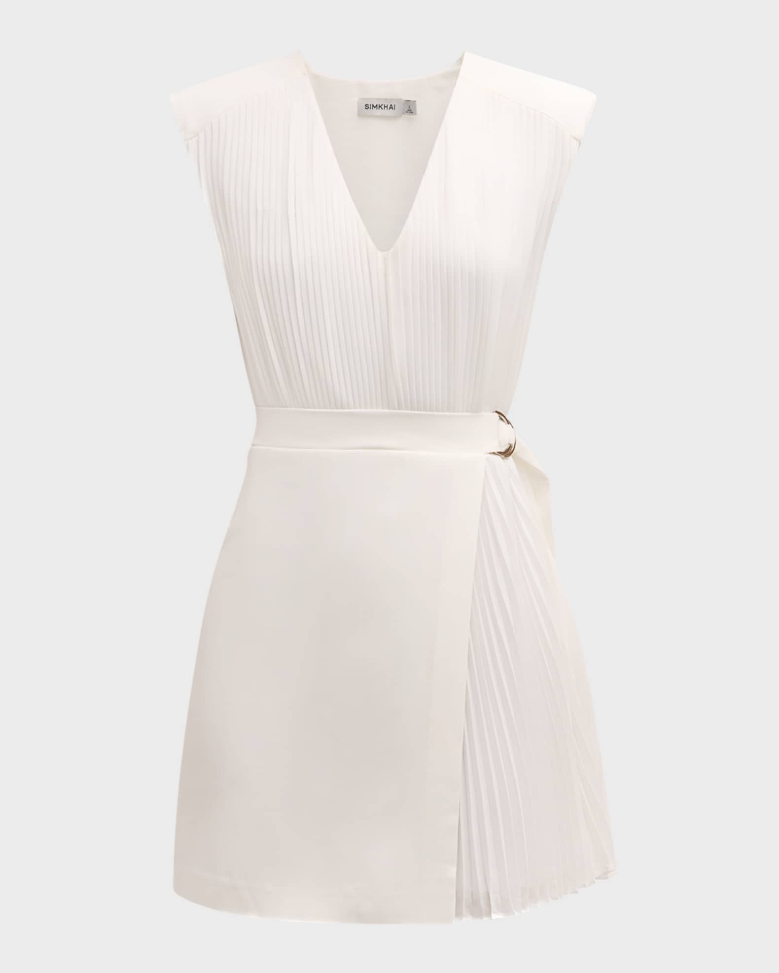 SIMKHAI Margo Sleeveless Combo Wrap-Skirt Mini Dress