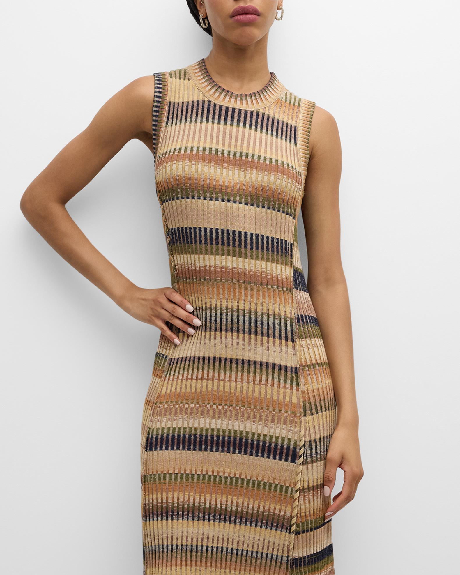 Sleeveless Striped Dress in Persimmon