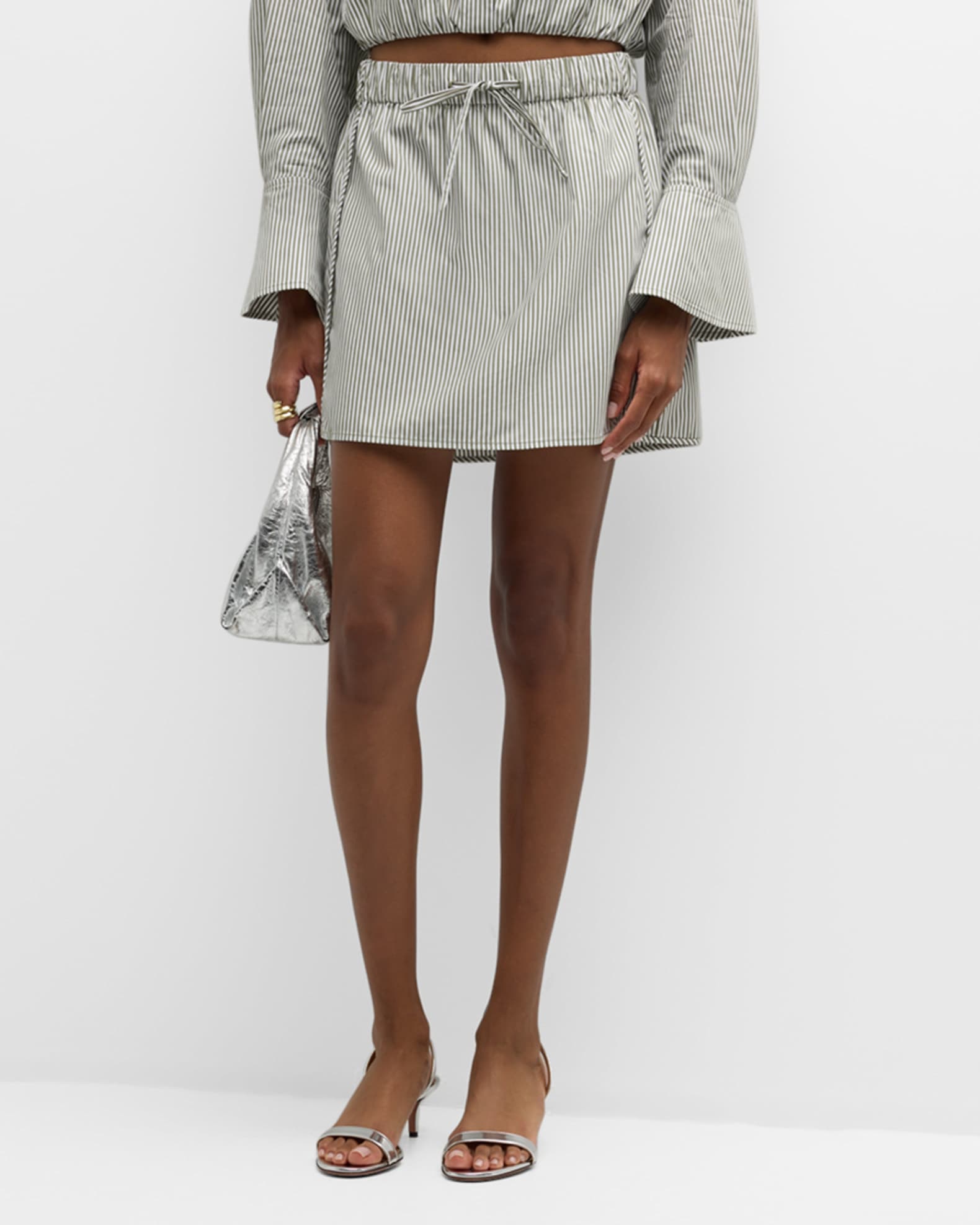 Simkhai Shiori Mini Skirt in Army Army Green Stripe