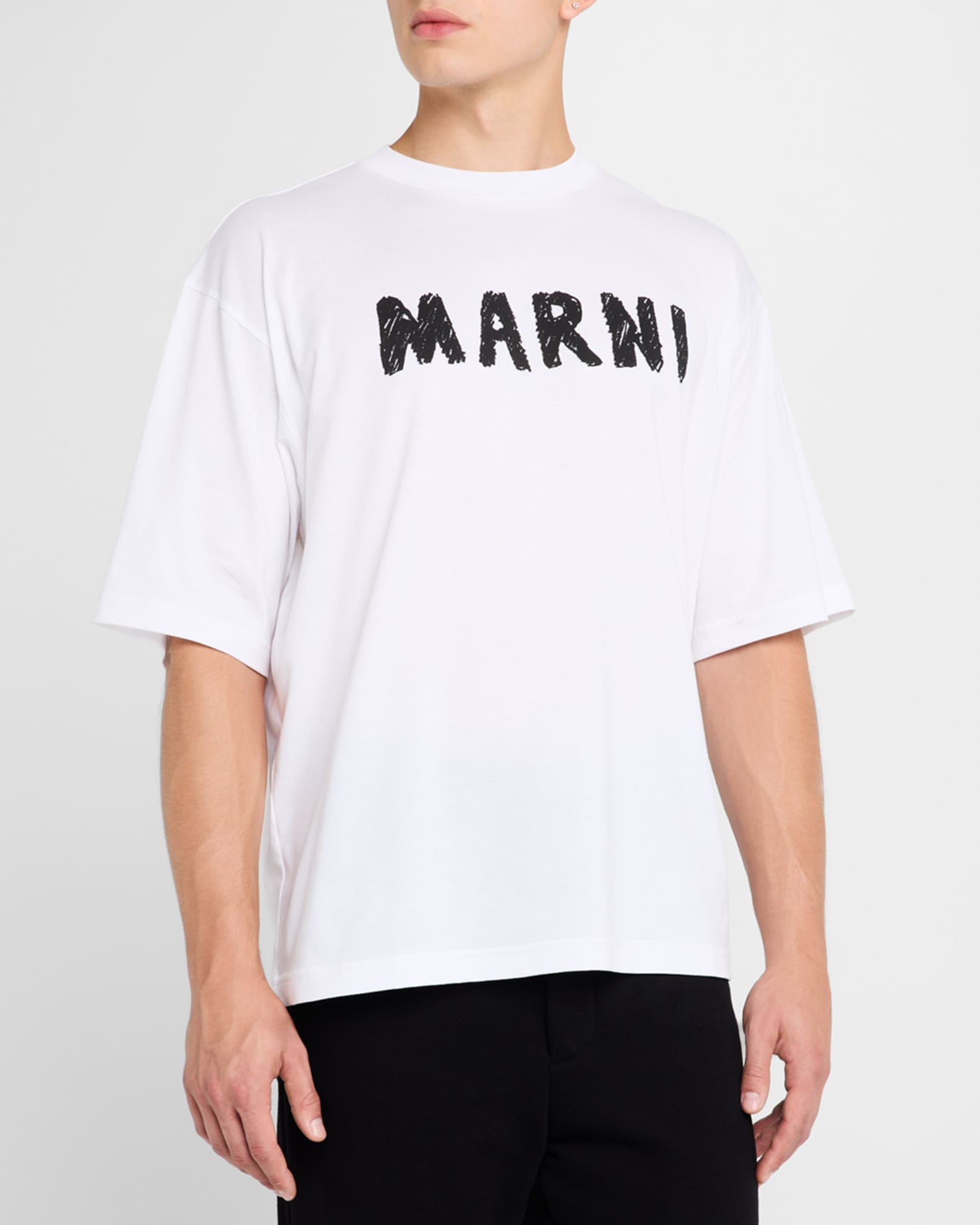 White organic cotton T-shirt with logo | Marni