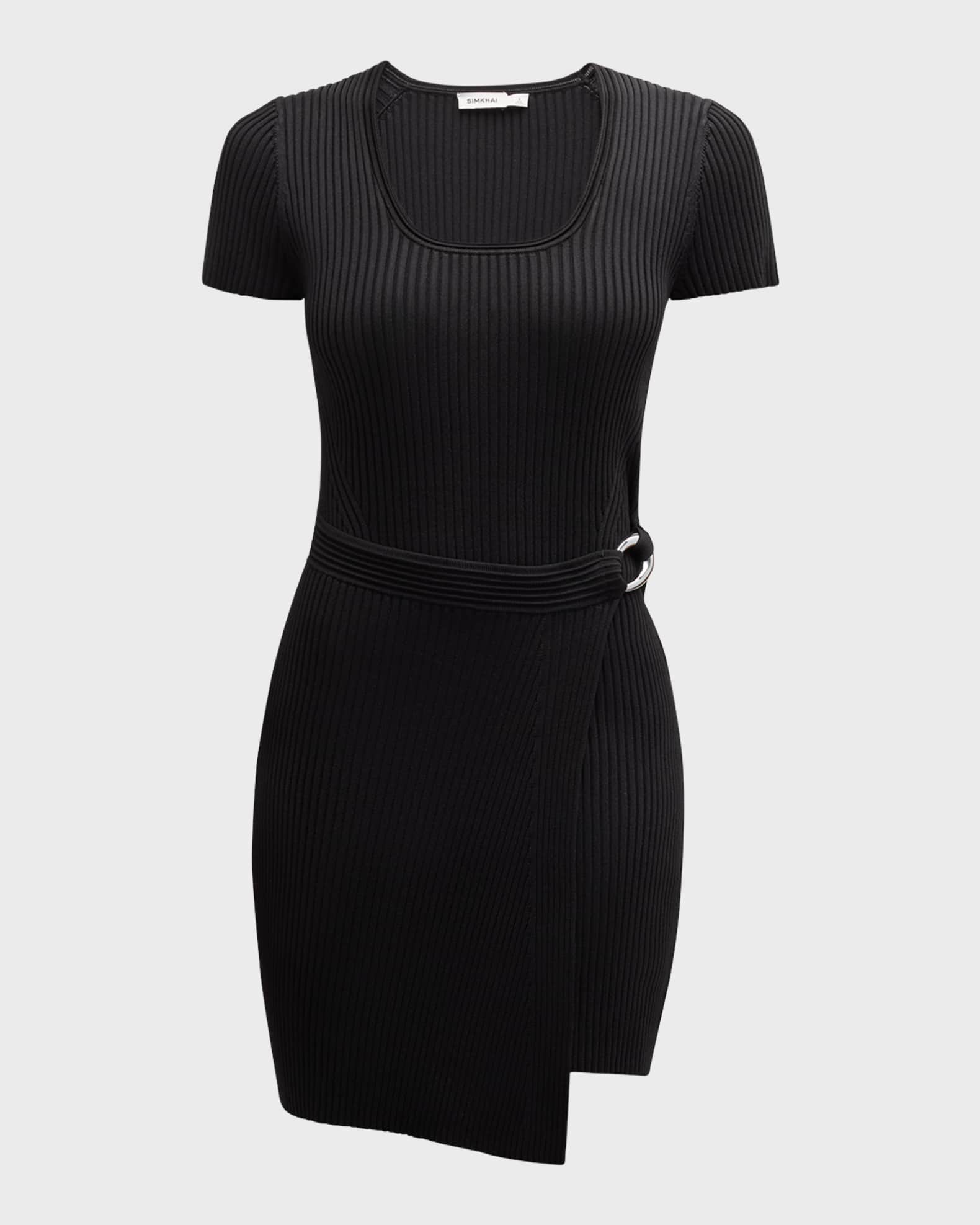 SIMKHAI Melody Wrap-Skirt Knit Mini Dress