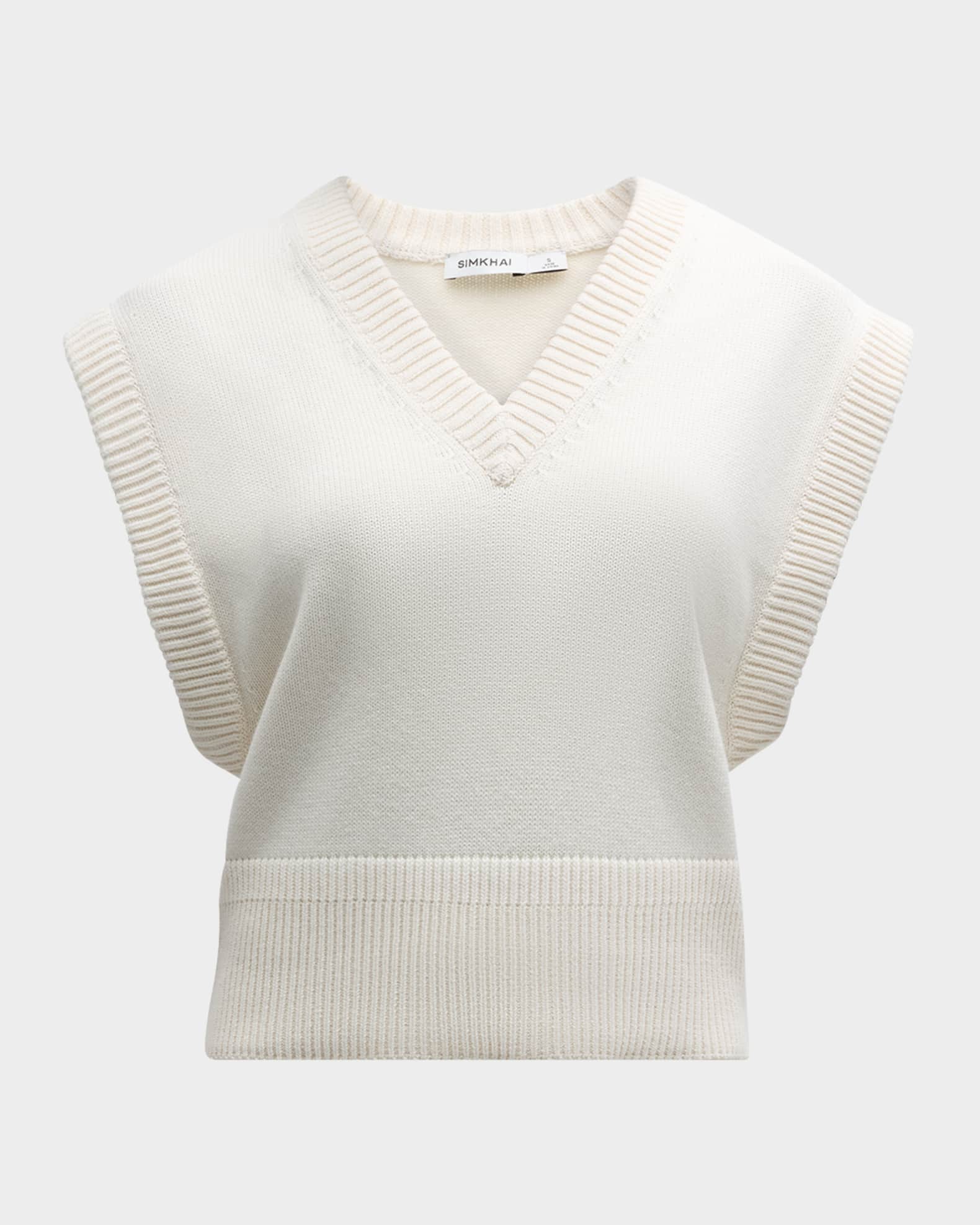 Erin Cotton-Blend V-Neck Sweater Vest 0