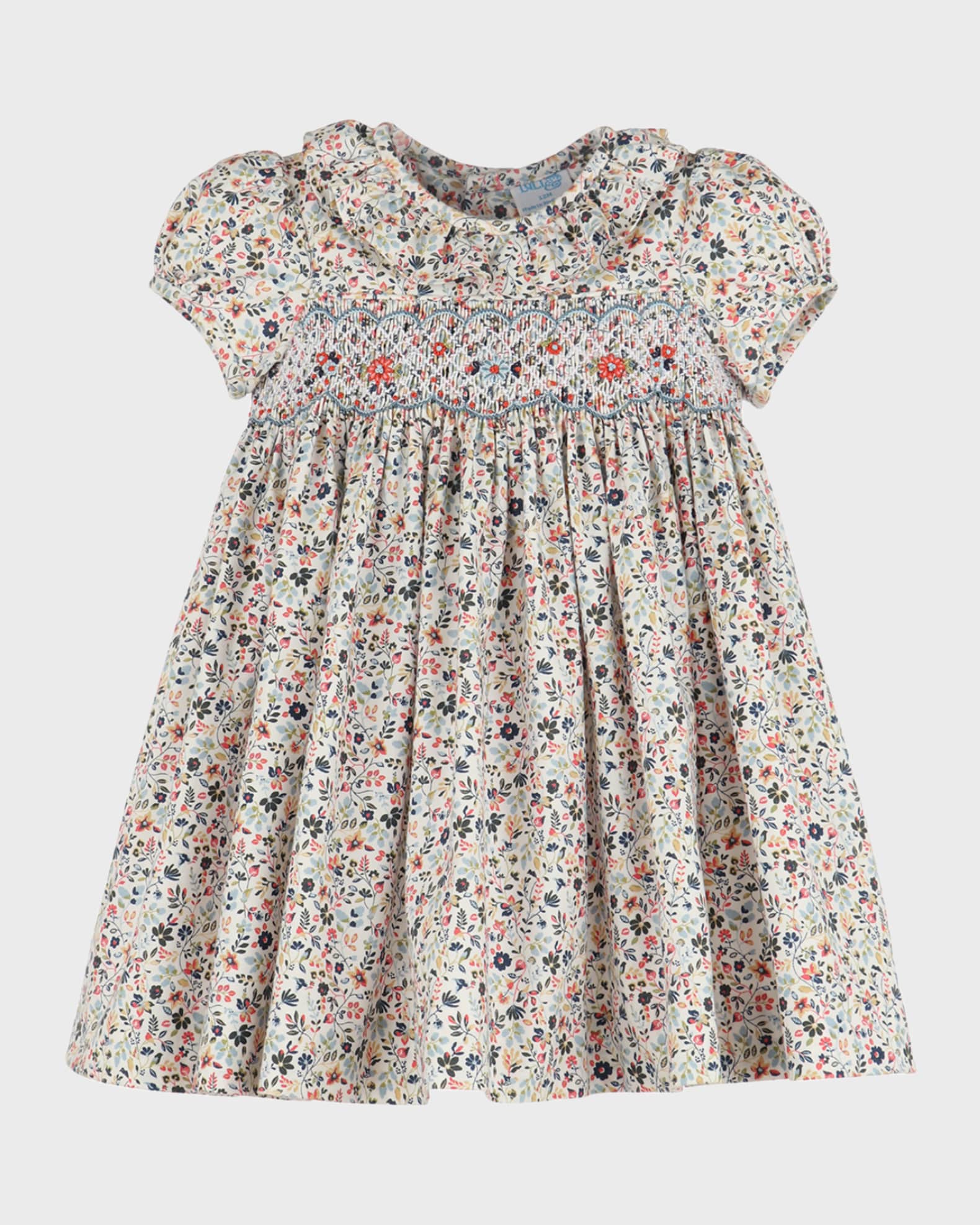 Luli Me Girl s Floral Smocked Collared Dress Size 12M 3 Neiman Marcus