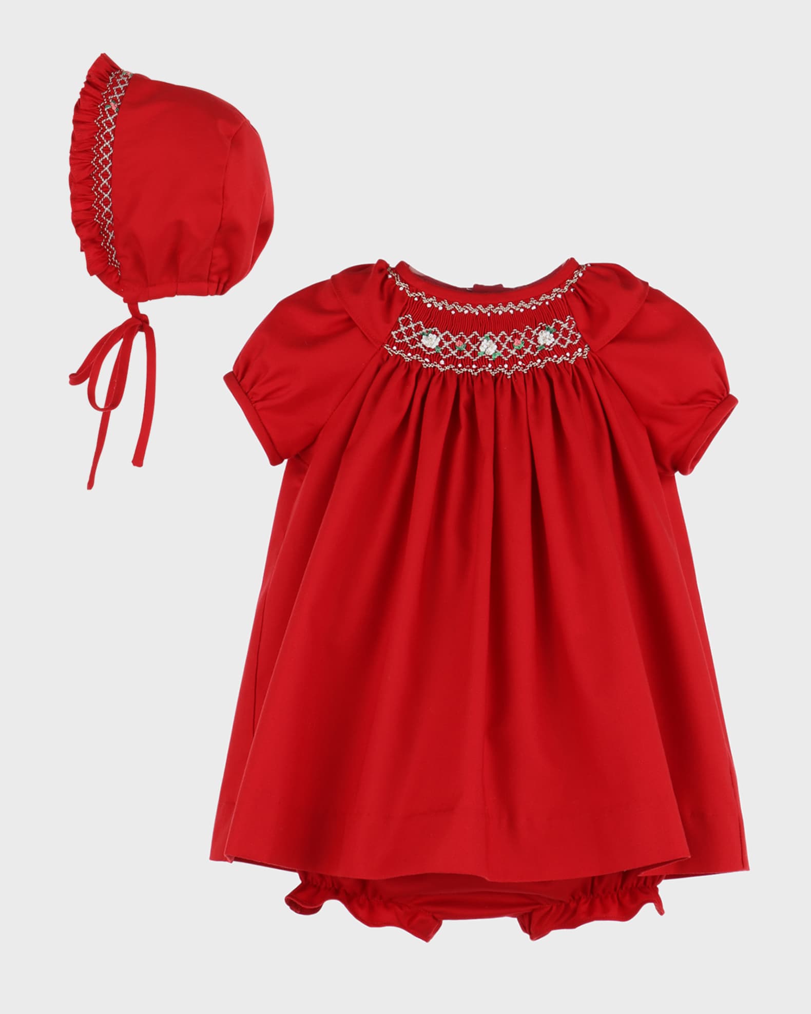 Luli & Me Girls Smocked Ruffle Sleeve Dress - Coral